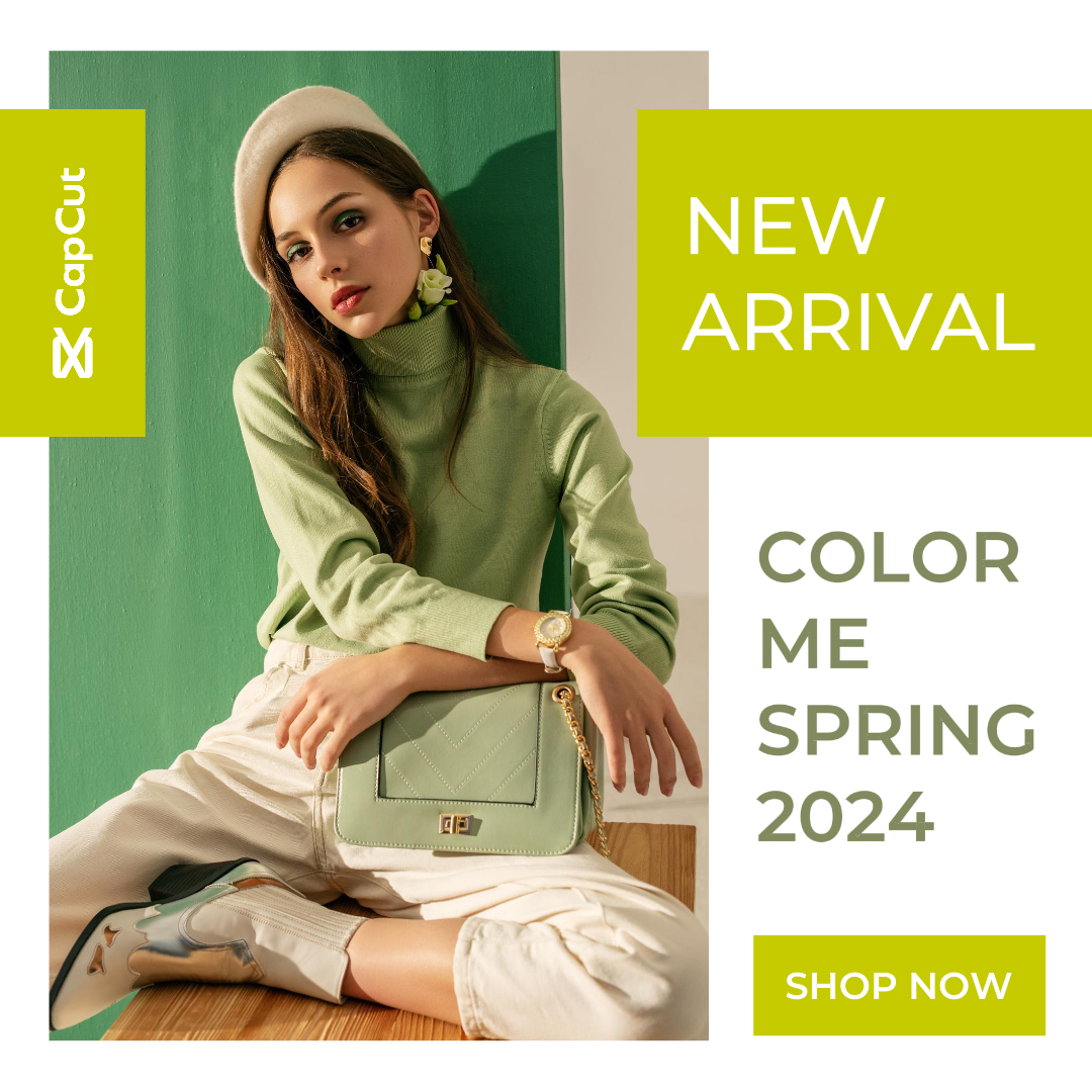 2024 Spring Fashion New Collection With Cyber Lime Color Theme Instagram Post