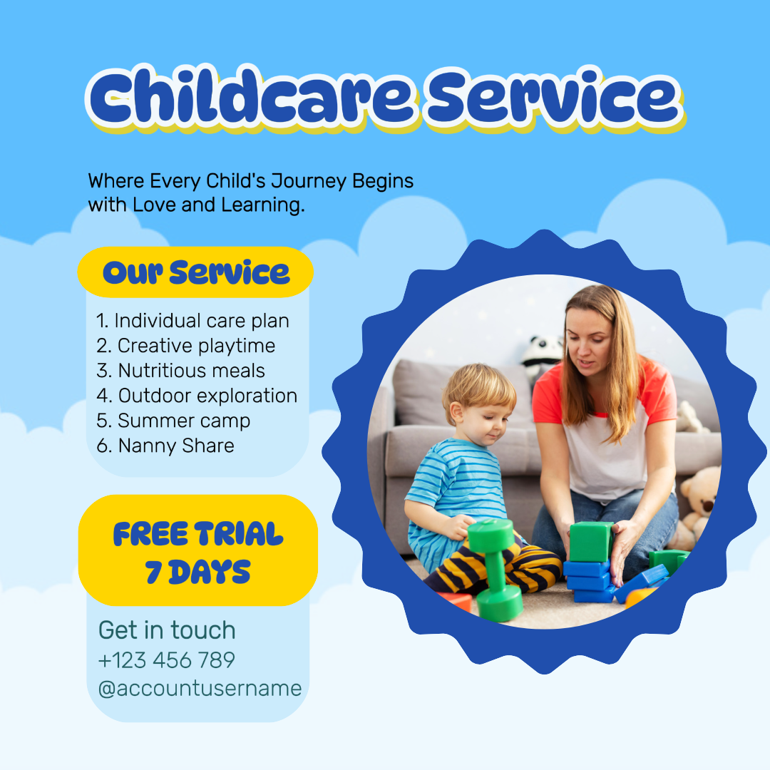 Servicio De Vida Instagram Post Moderno Servicio De Cuidado De Niños Juguetón