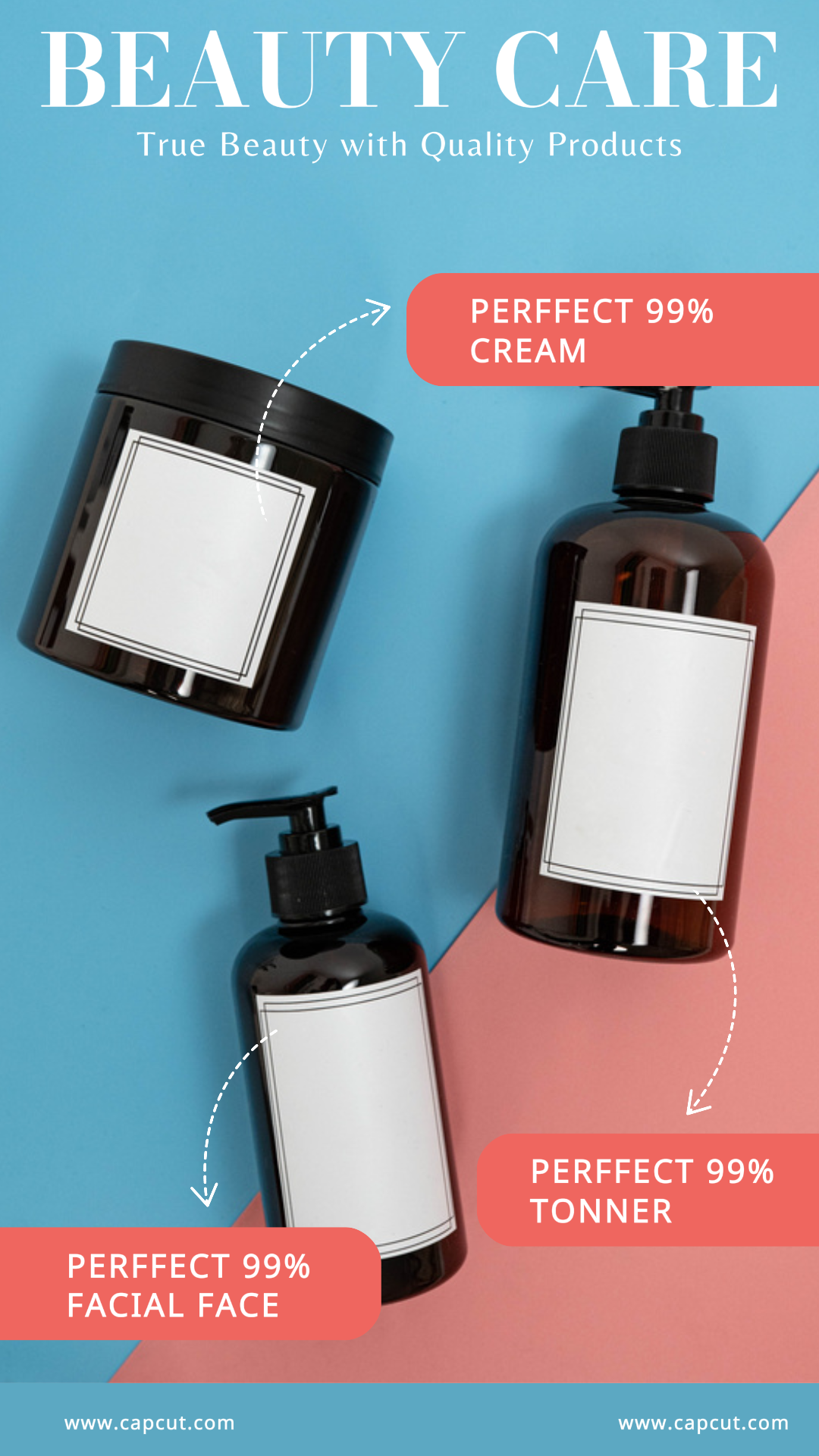 Póster de marketing de productos para el cuidado de la belleza Conjunto de historias de Instagram Cuidado de la piel