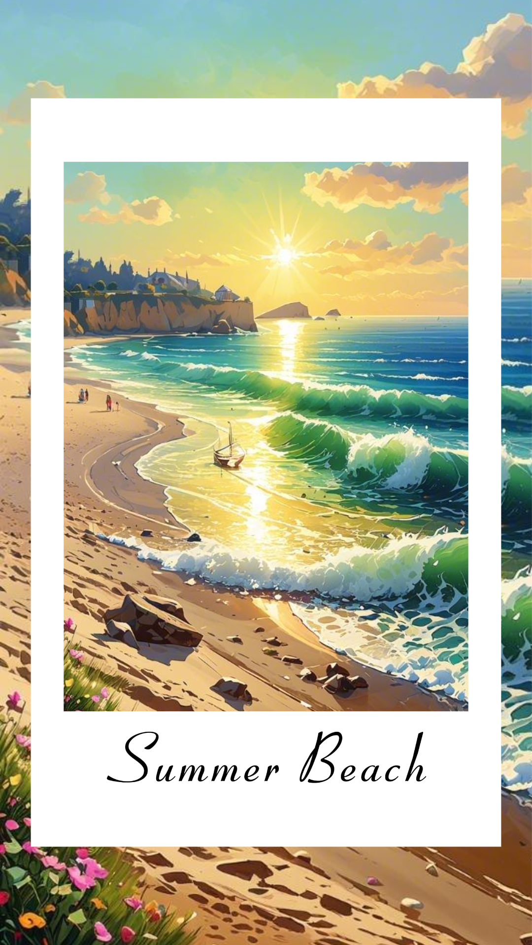 Papier peint affiche créative paysage plage d'été