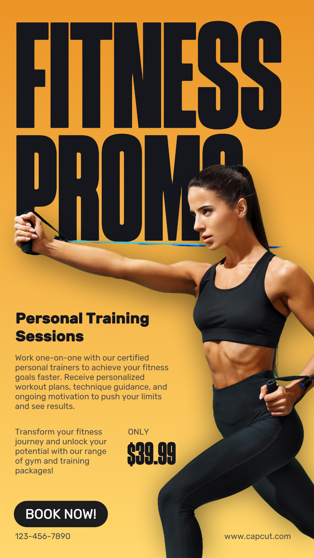 Pôster de Marketing de Treino e Fitness Promoção de Ginásio História do Instagram Estilo Moderno