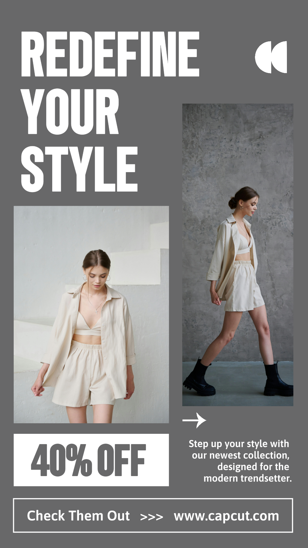 clothing and shoes marketing poster instagram story gray