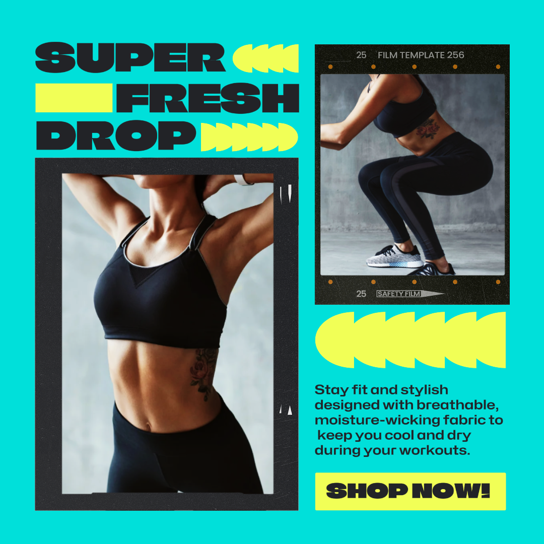 Workout & Fitness Marketing Poster Eye-Catching Style - Super Fresh Drop Gymwear for Women