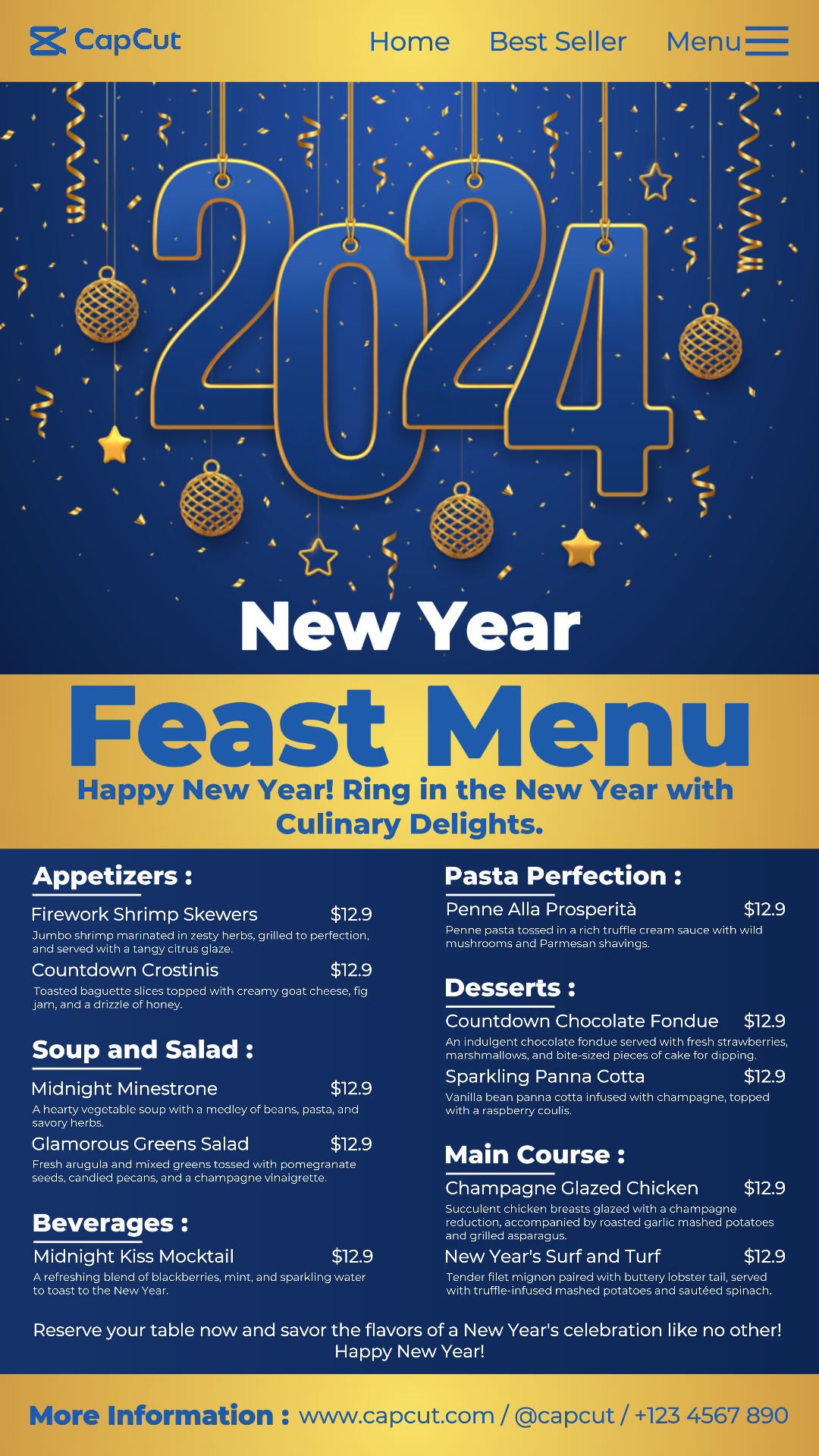 Special Offer New Year 2024 Food Menu Social Media Story