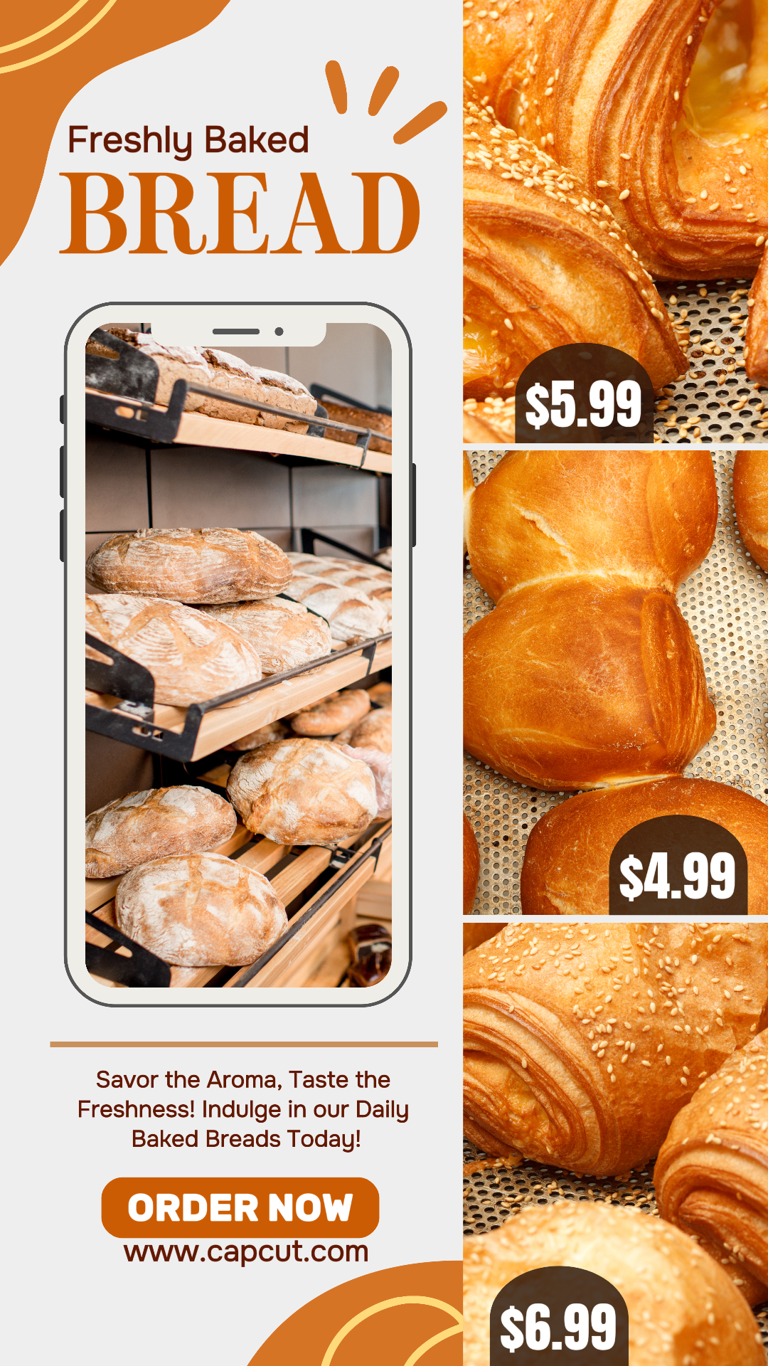Foods & Beverage Bread Product Display Instagram Orange