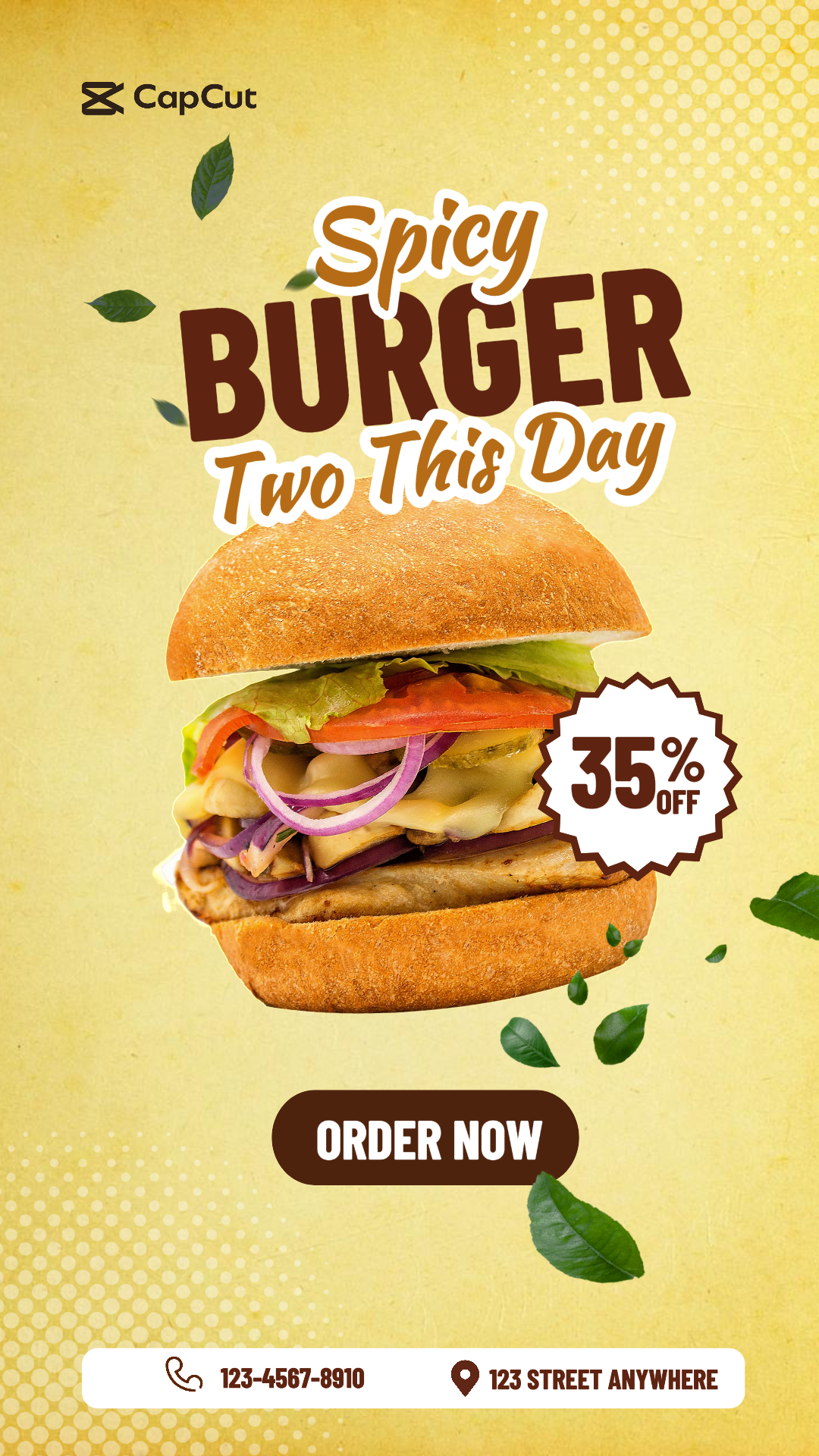 Burger brun jaune Promo Instagram Story Post