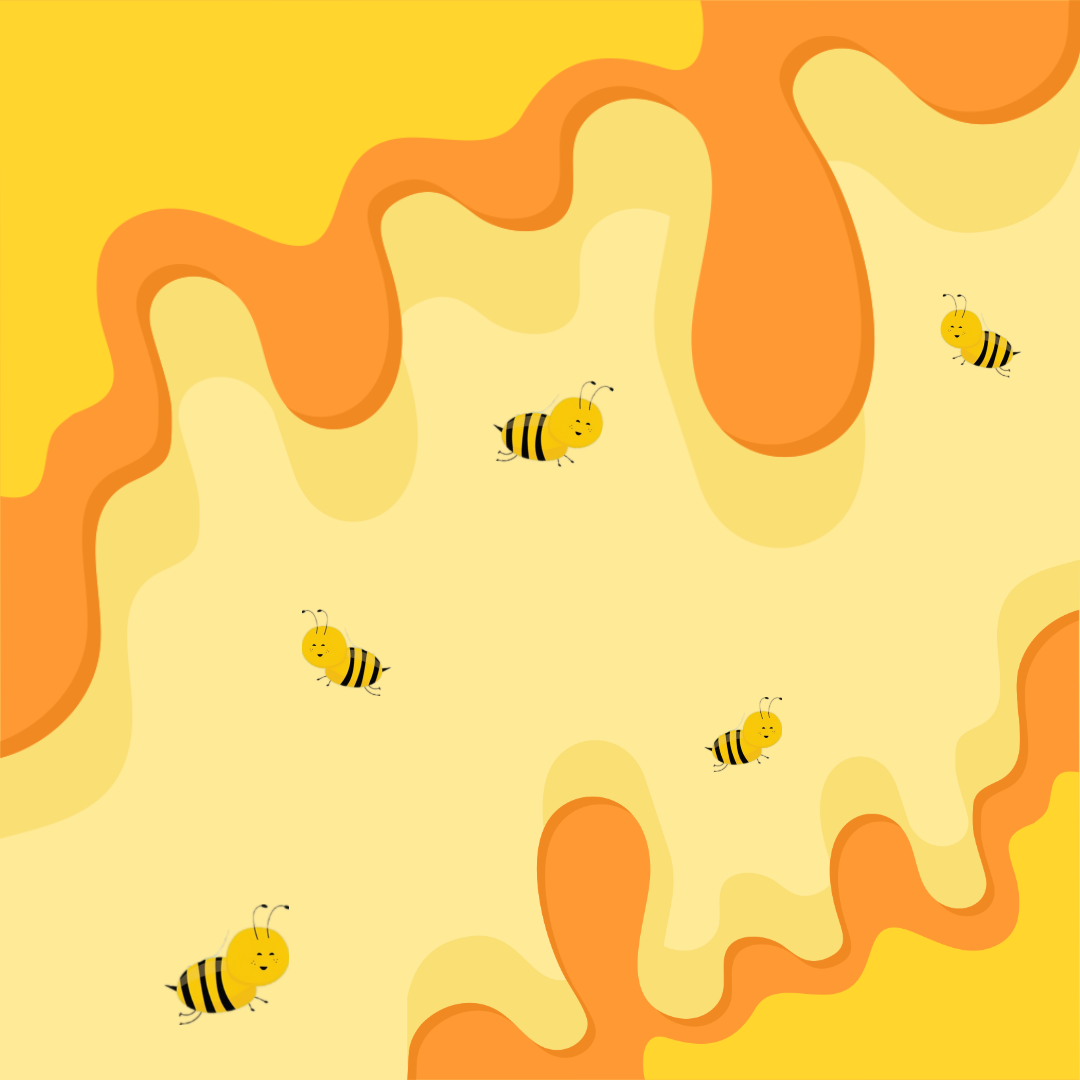 Papel de parede geral Pôster de marketing de abelhas de mel Instagram Post Laranja Fofo