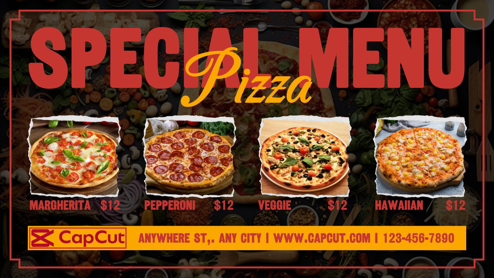 Menú De Pizza De Comida