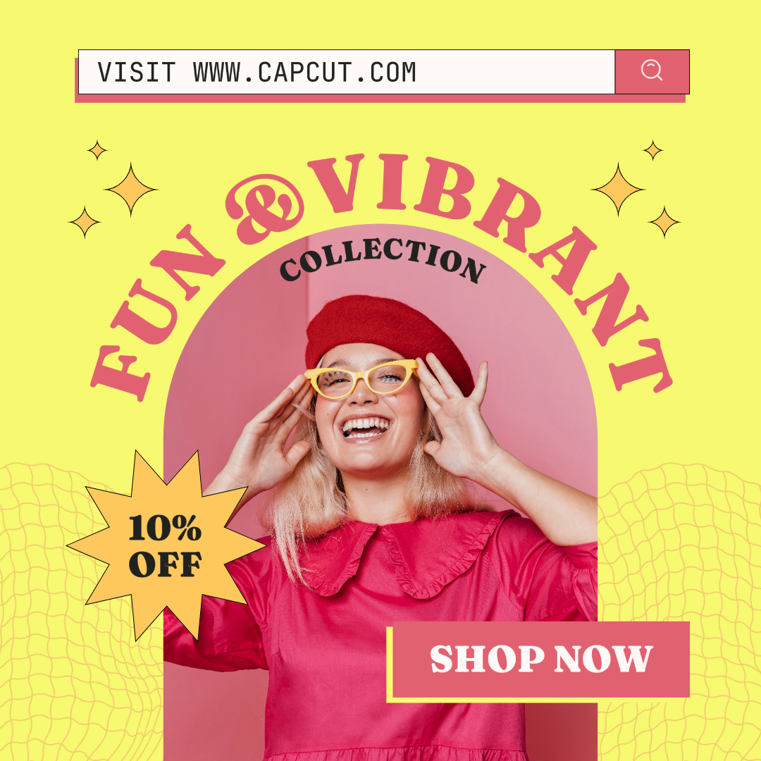 Pôster de marketing de roupas e sapatos coleção divertida e vibrante atraente