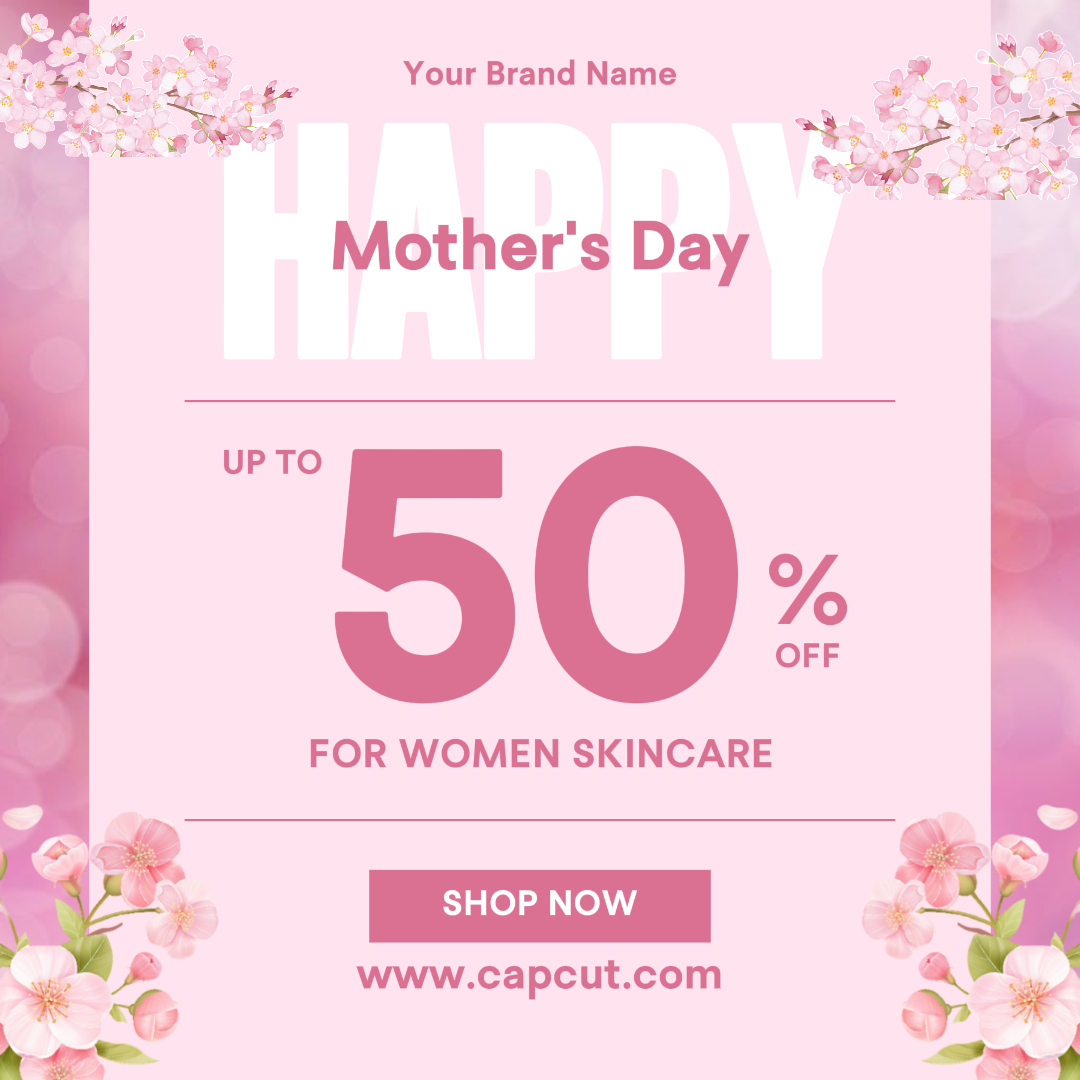 Pôster do Marketing de Beleza do Dia das Mães Instagram Post Pink Style