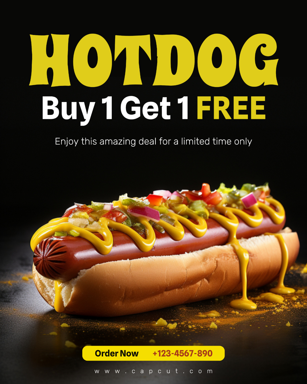Venta de promoción de perritos calientes negros Publicación de Instagram