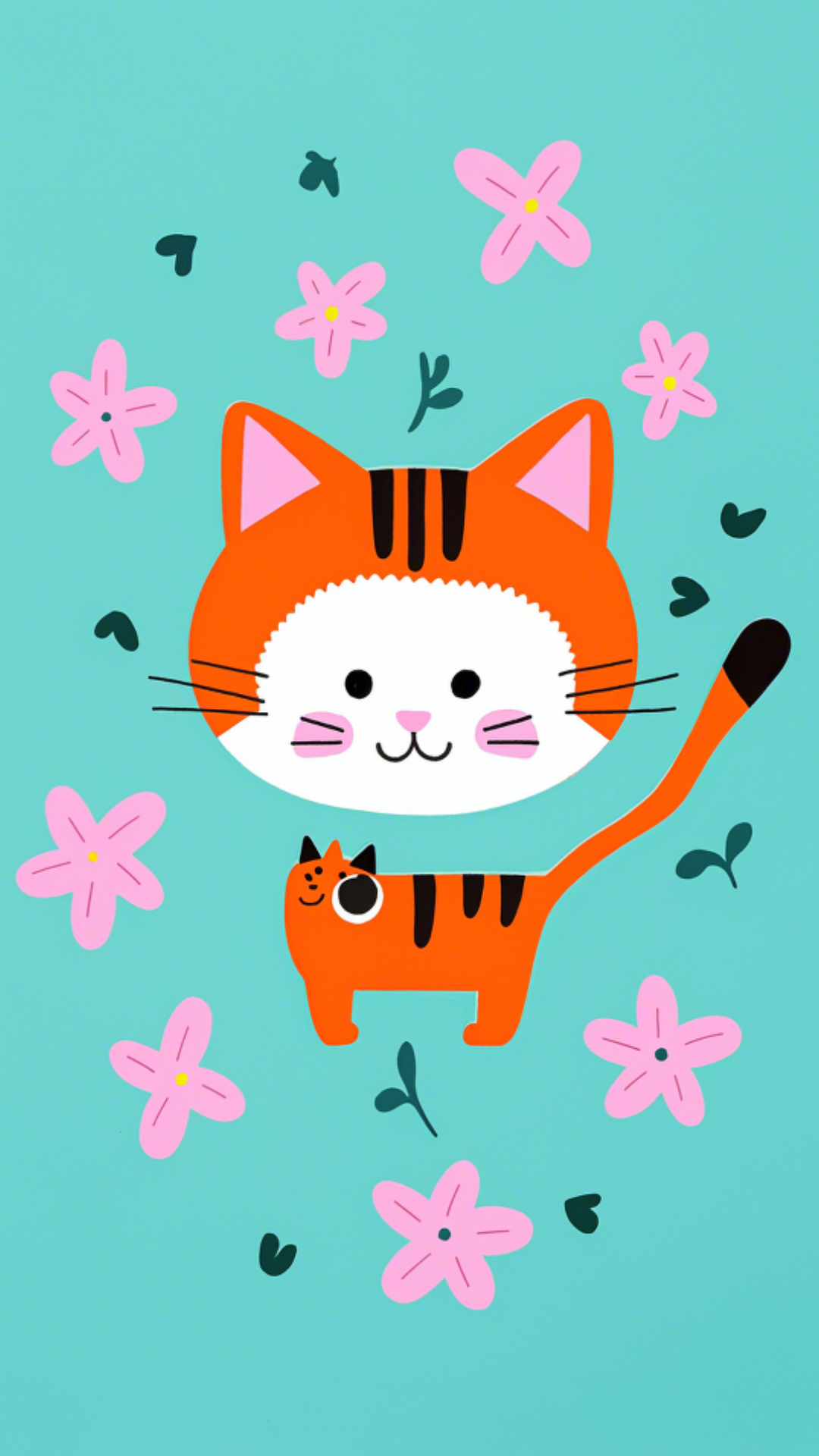 Fondo de pantalla cartel creativo gato ilustrado de Kawai