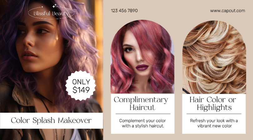 Friseursalon Promotion Facebook AD beige