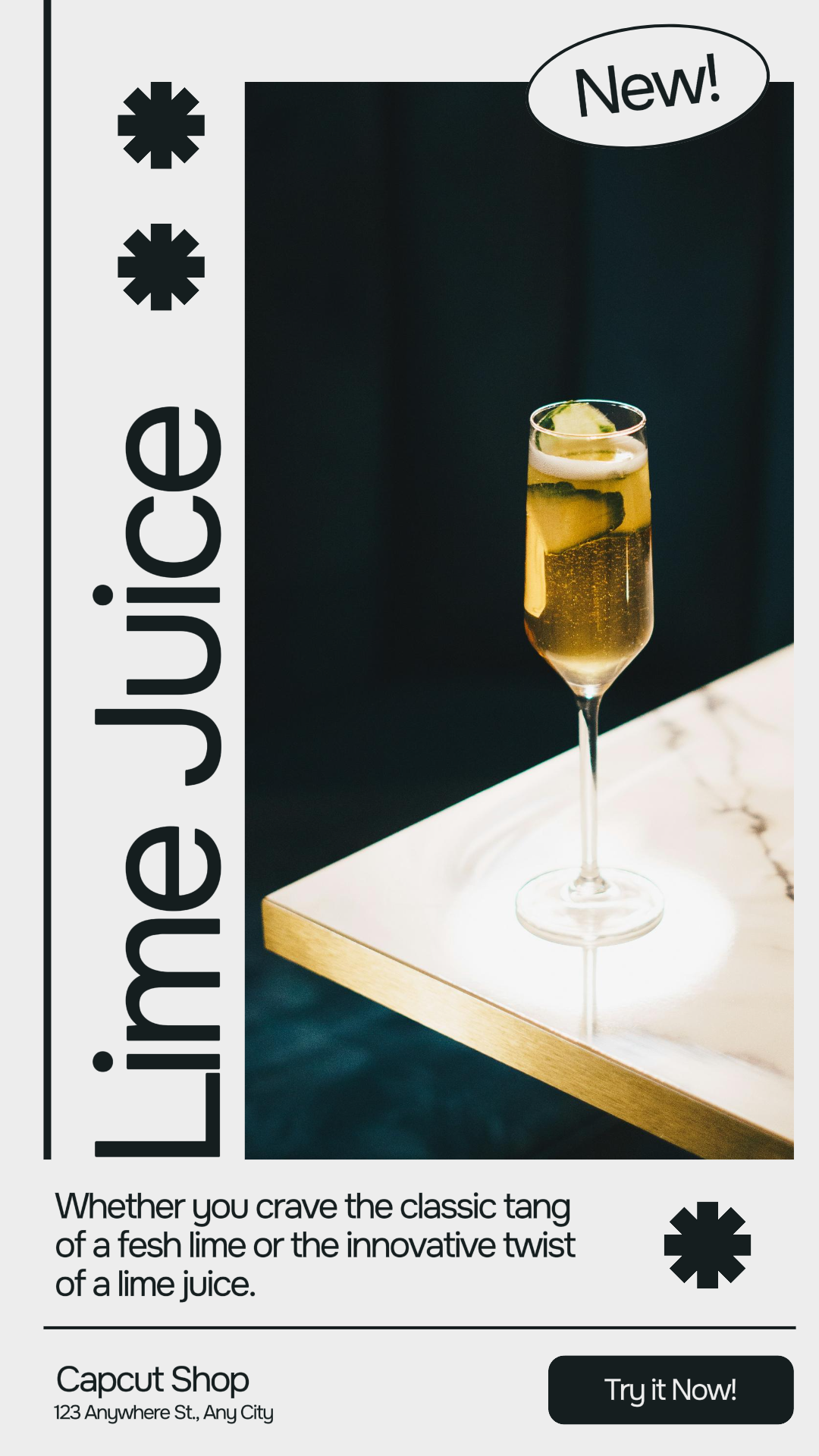 Bebidas - Pôster de Marketing Suco de Limão História no Instagram