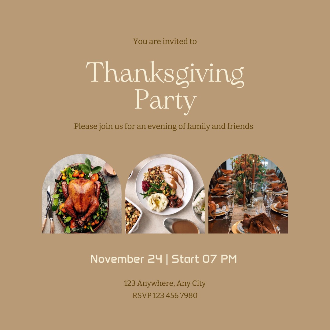 Thanksgiving brun clair Invitation Instagram Post