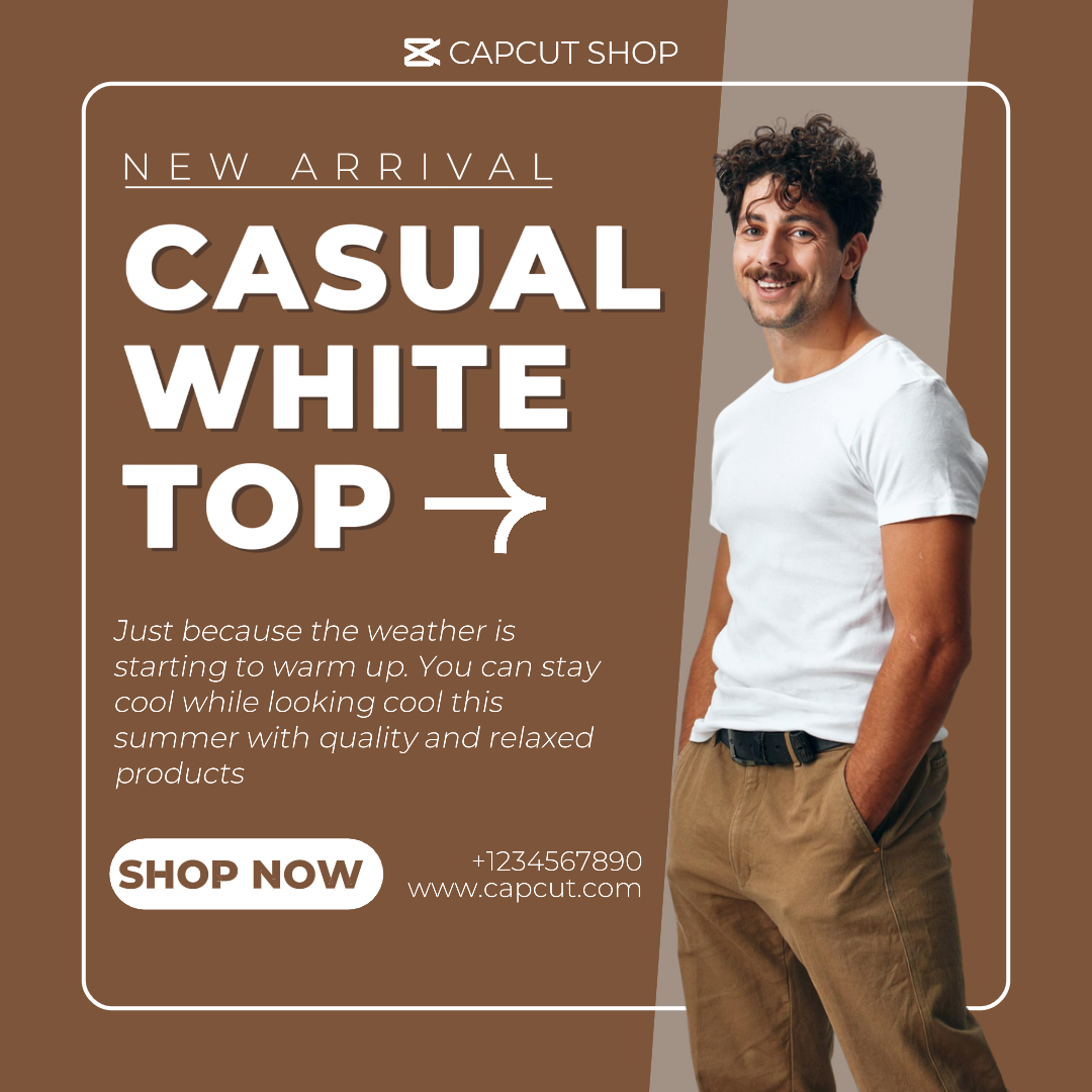 Cartel de marketing de ropa y zapatos publicación de instagram hombre moda blanco casual 