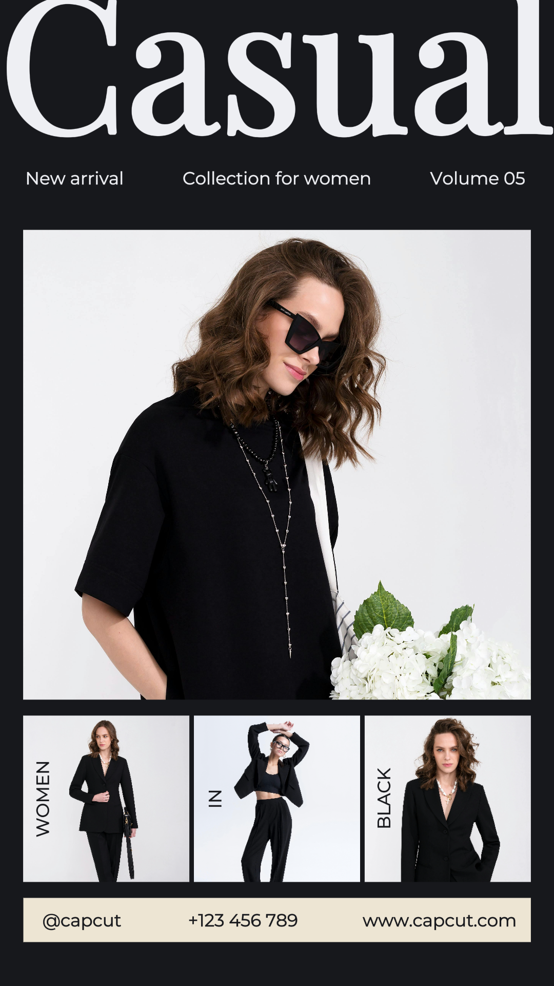 Cartel de marketing de collage minimalista, ropa y zapatos tiktok en blanco y negro