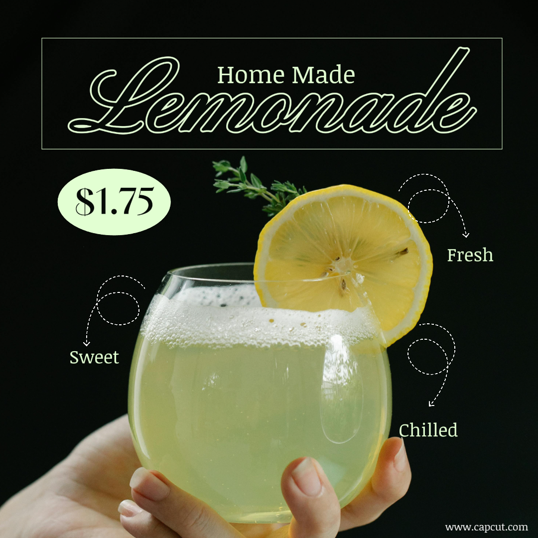 Alimentos y bebidas - Cartel de marketing para publicación de Instagram - Limonada de estilo delicado