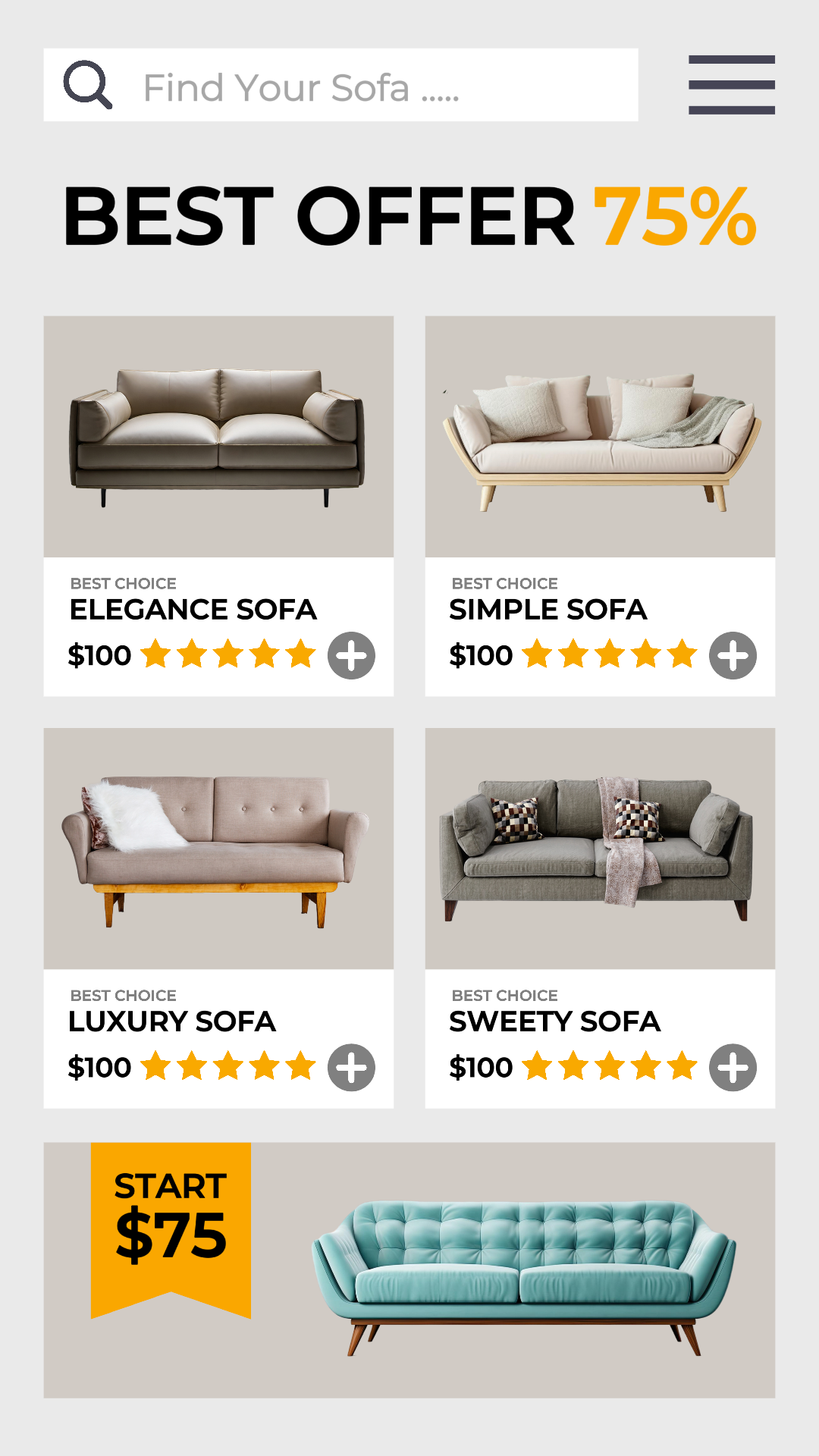 Furniture Sofa Product List Instastory