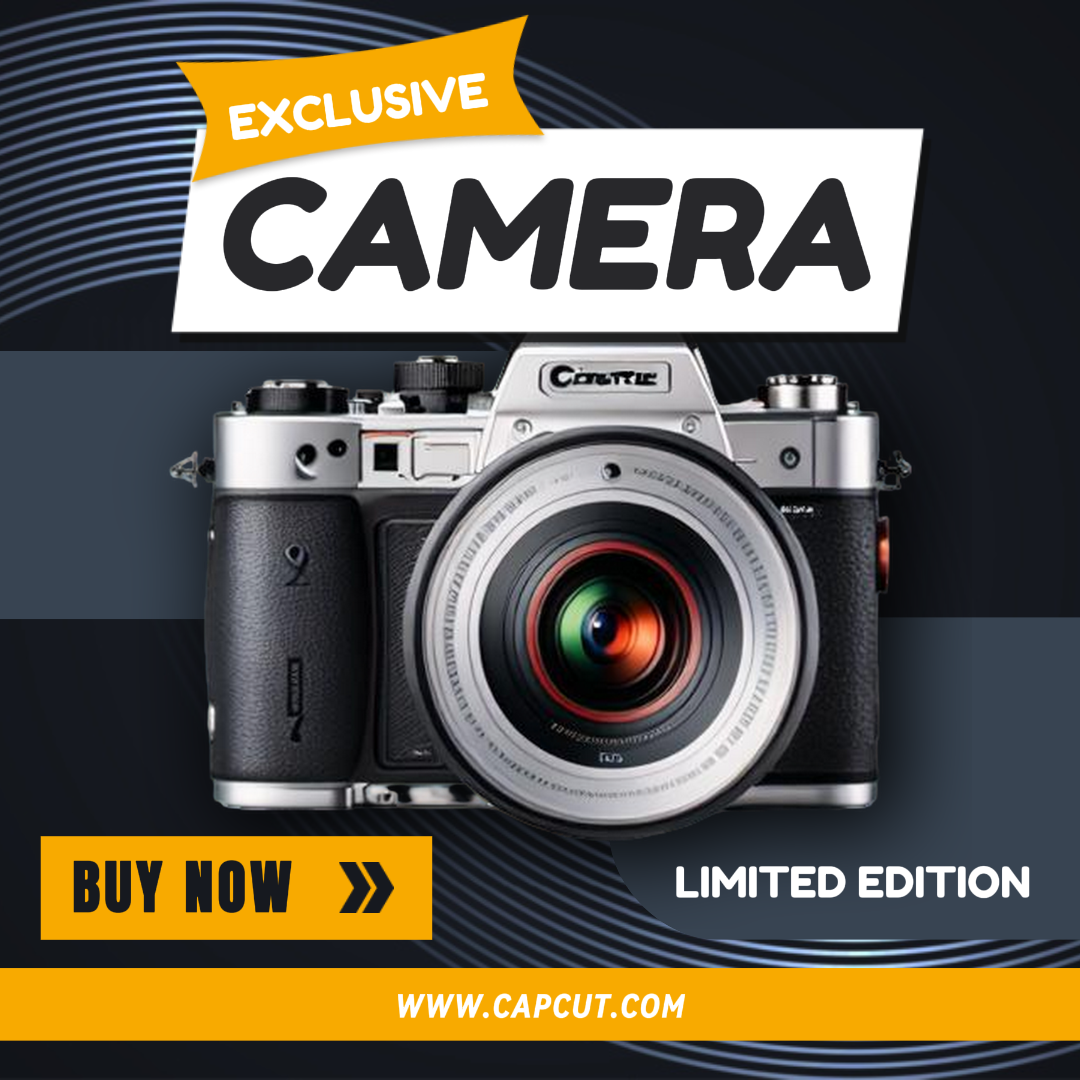 Iklan Facebook, Elektronik, Kamera Mirrorless, hitam minimalis elegan, desain posting media sosial