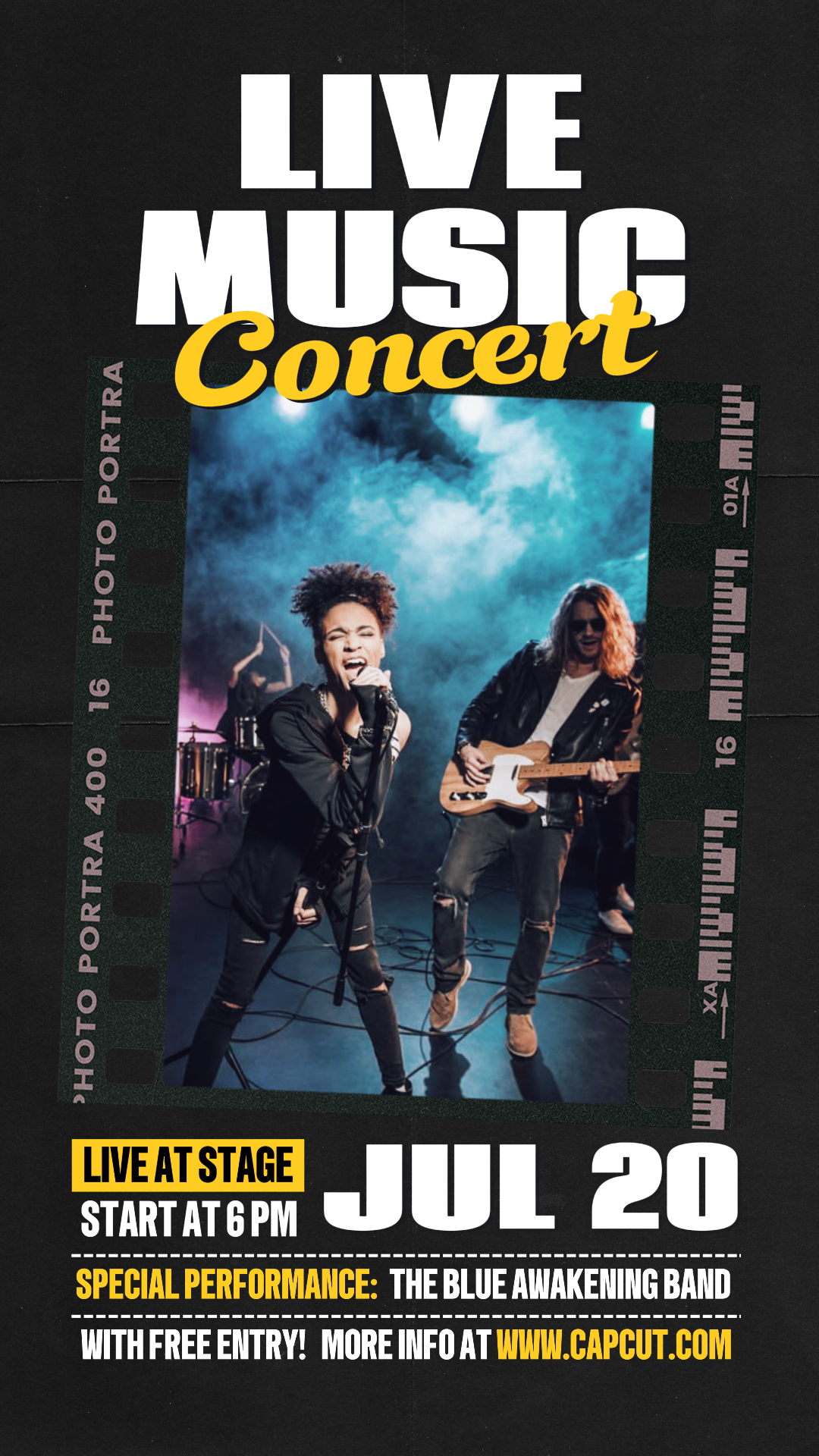 Unterhaltung Live-Musik-Konzert-Poster Schwarz Retro-Stil