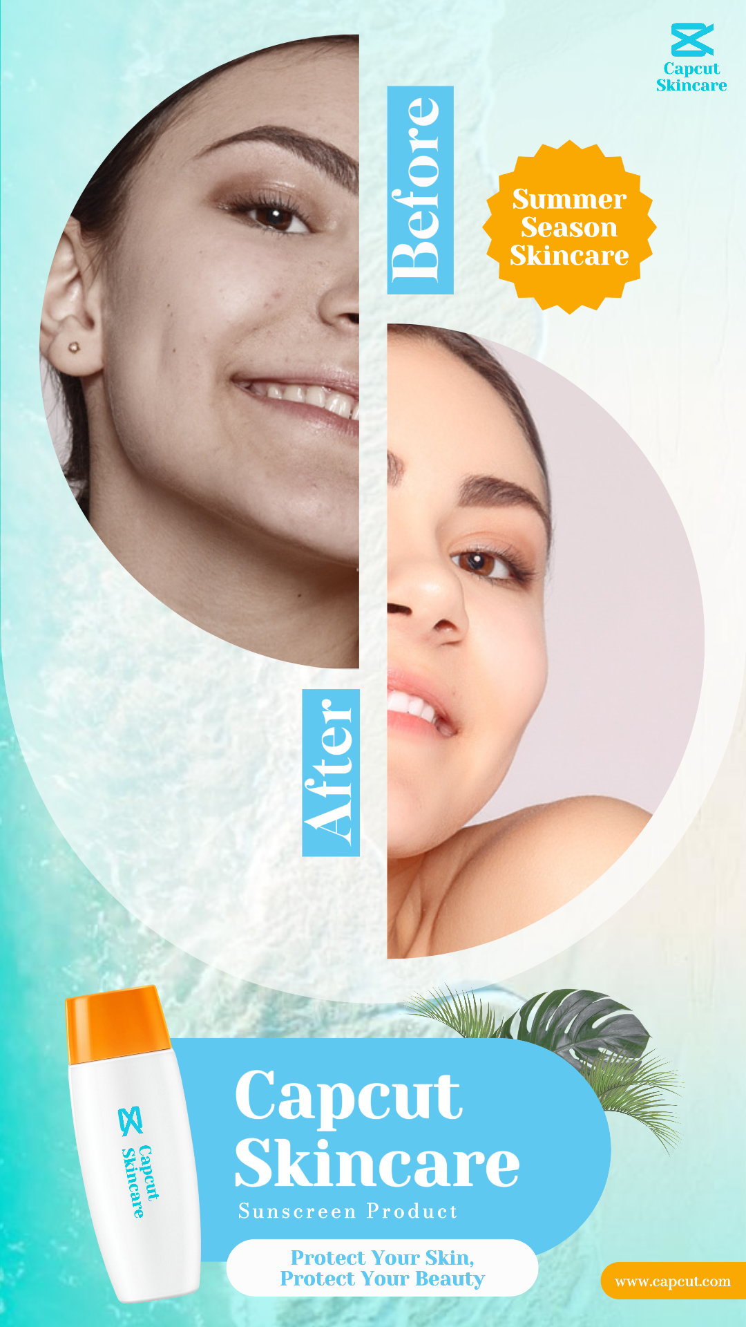 Sunscreen For Summer Before and After Content Instagram Story and Tiktok Images