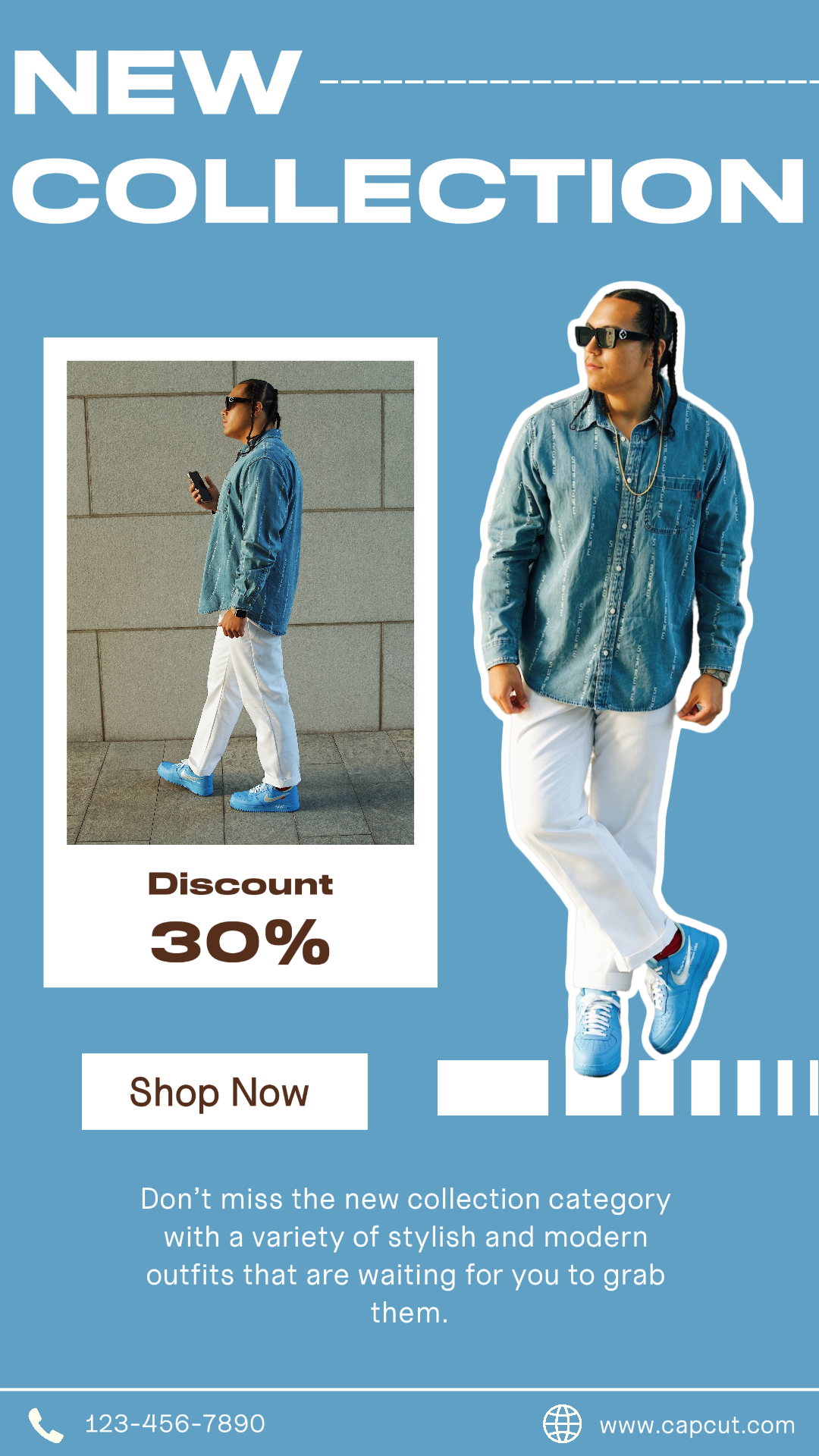 Mode Promotion Instagram Story Blau