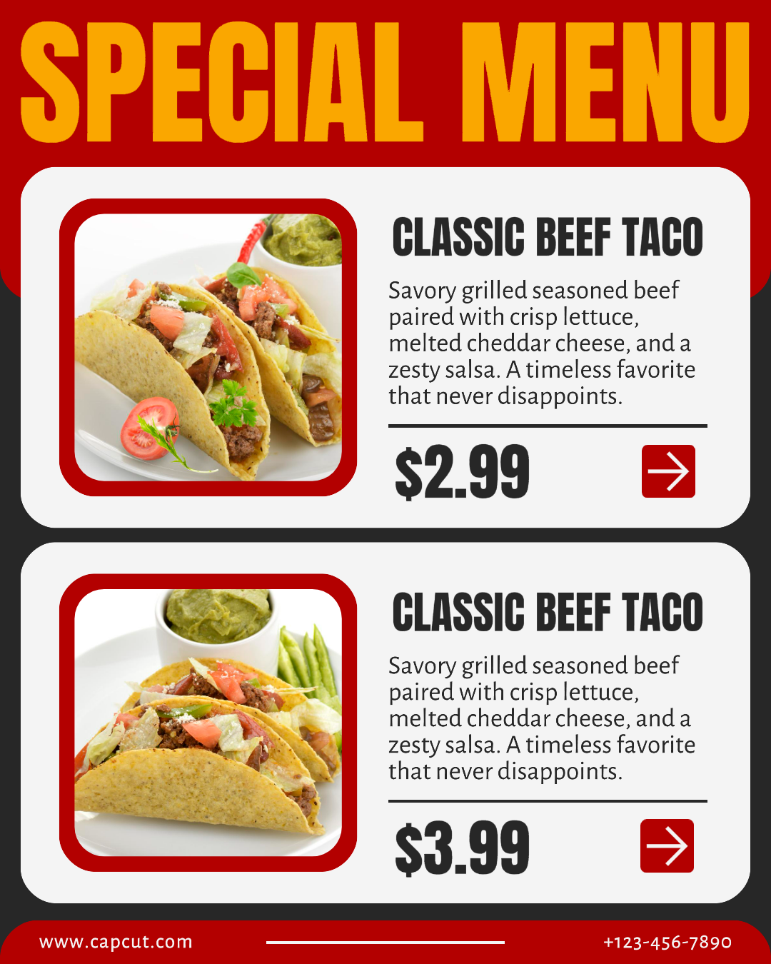 Food Taco Promotion Vermelho e Laranja