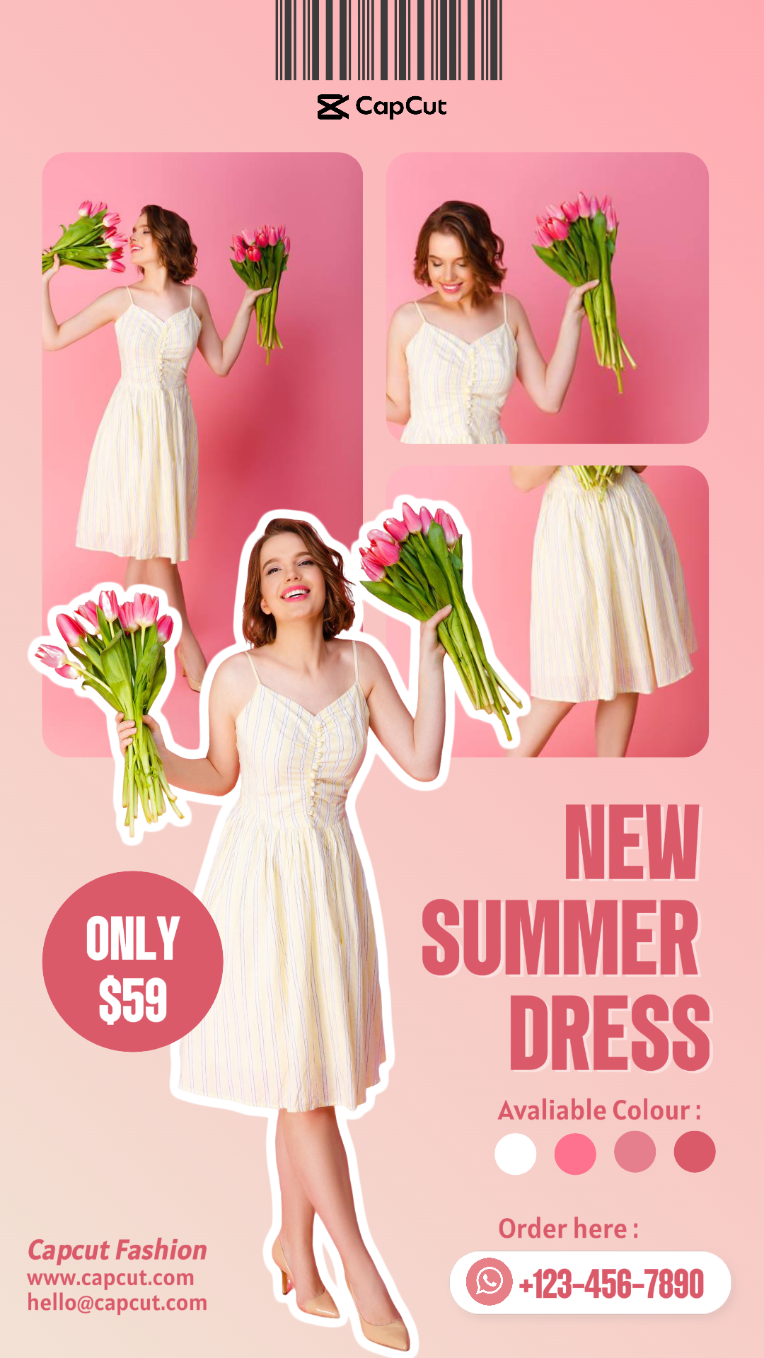 Summer Sale Marketing Poster TikTok Pink Cut Out Simple