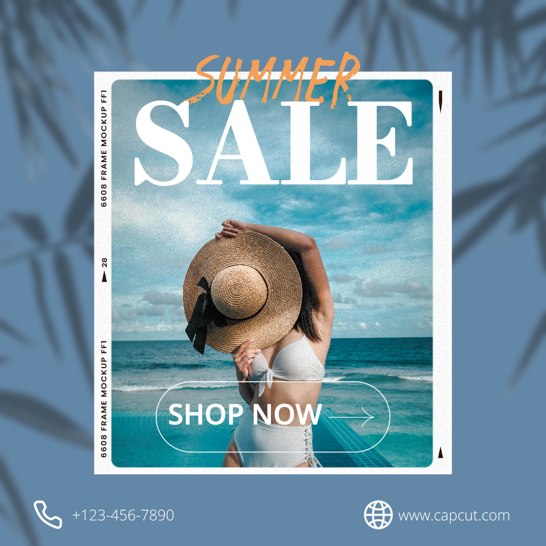 Clothing and shoes Marketing Poster Discount for summer clothes Instagram Post Relaxing Blue