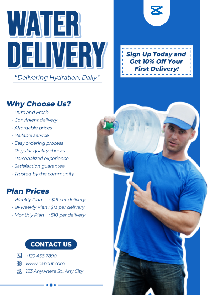 Life Services Water Delivery Blue Minimalist