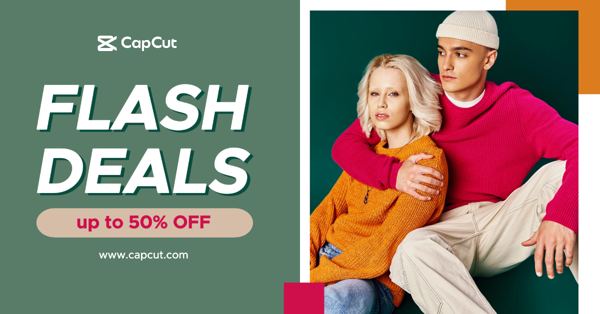 Facebook Ads Marketing banner Flash deals sale Green Pink Yellow