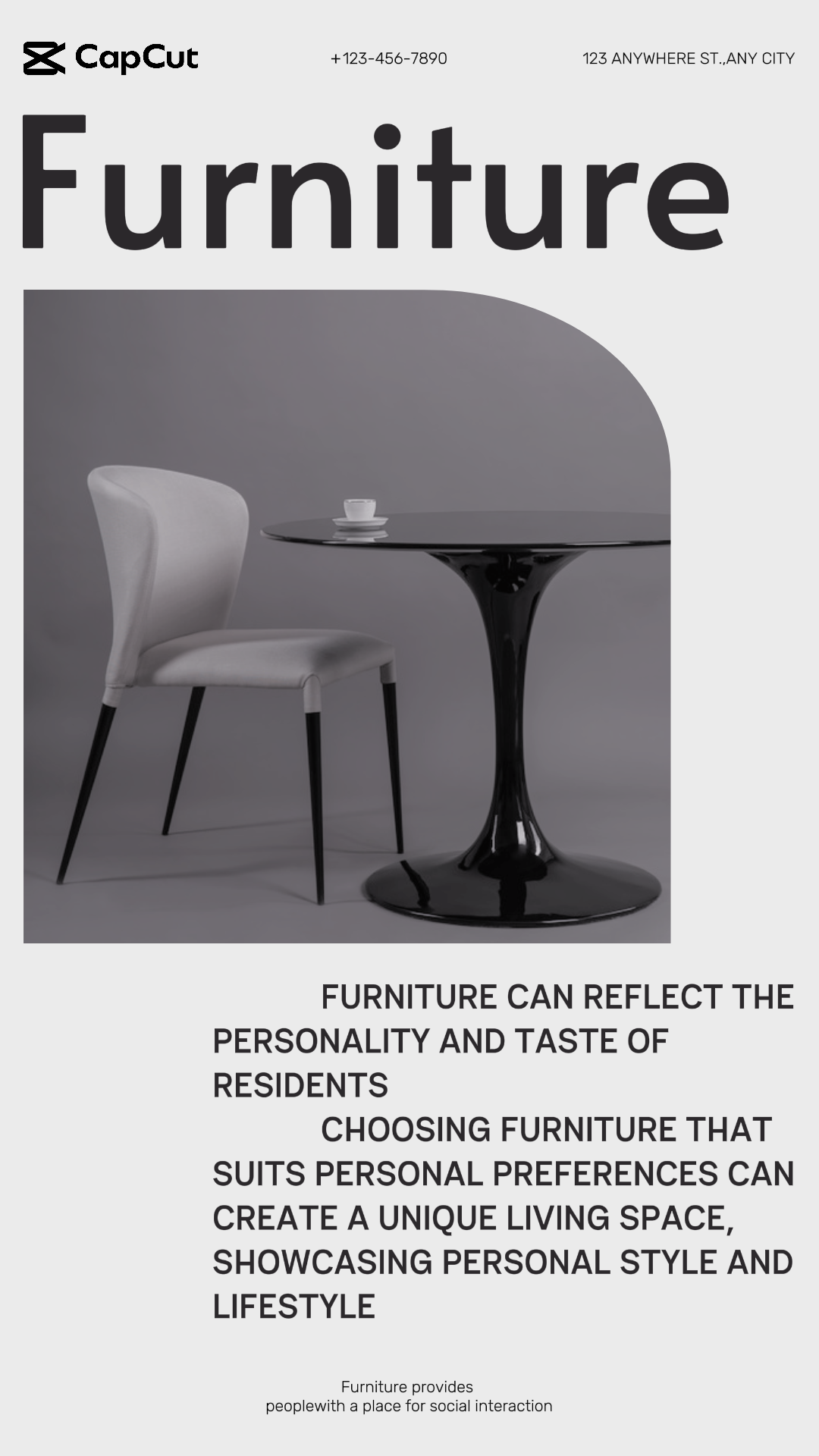 Le tableau d'ameublement montre un style minimaliste