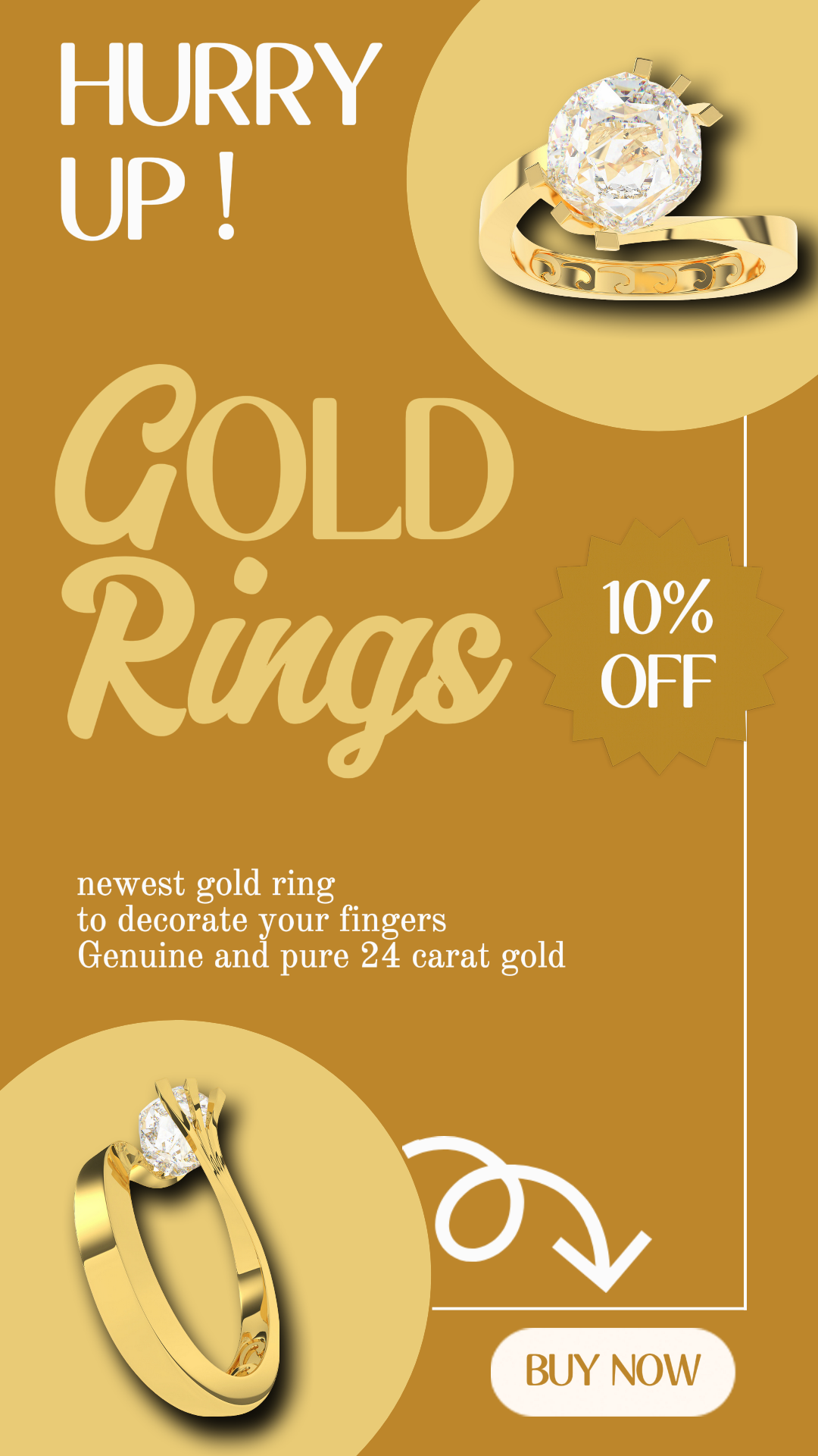 Jewelry And Accesories Marketing Poster Gold Rings Sale Instagram Story Minimalist