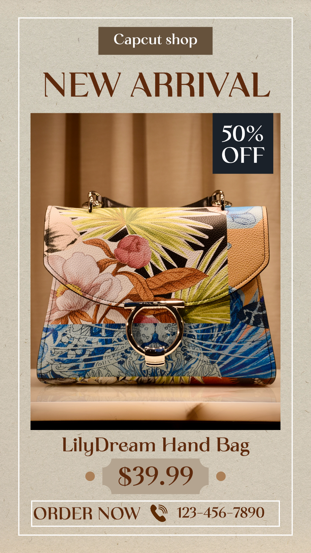 패션산업 여성의 꽃 모티브 핸드백 프로모션 틱톡