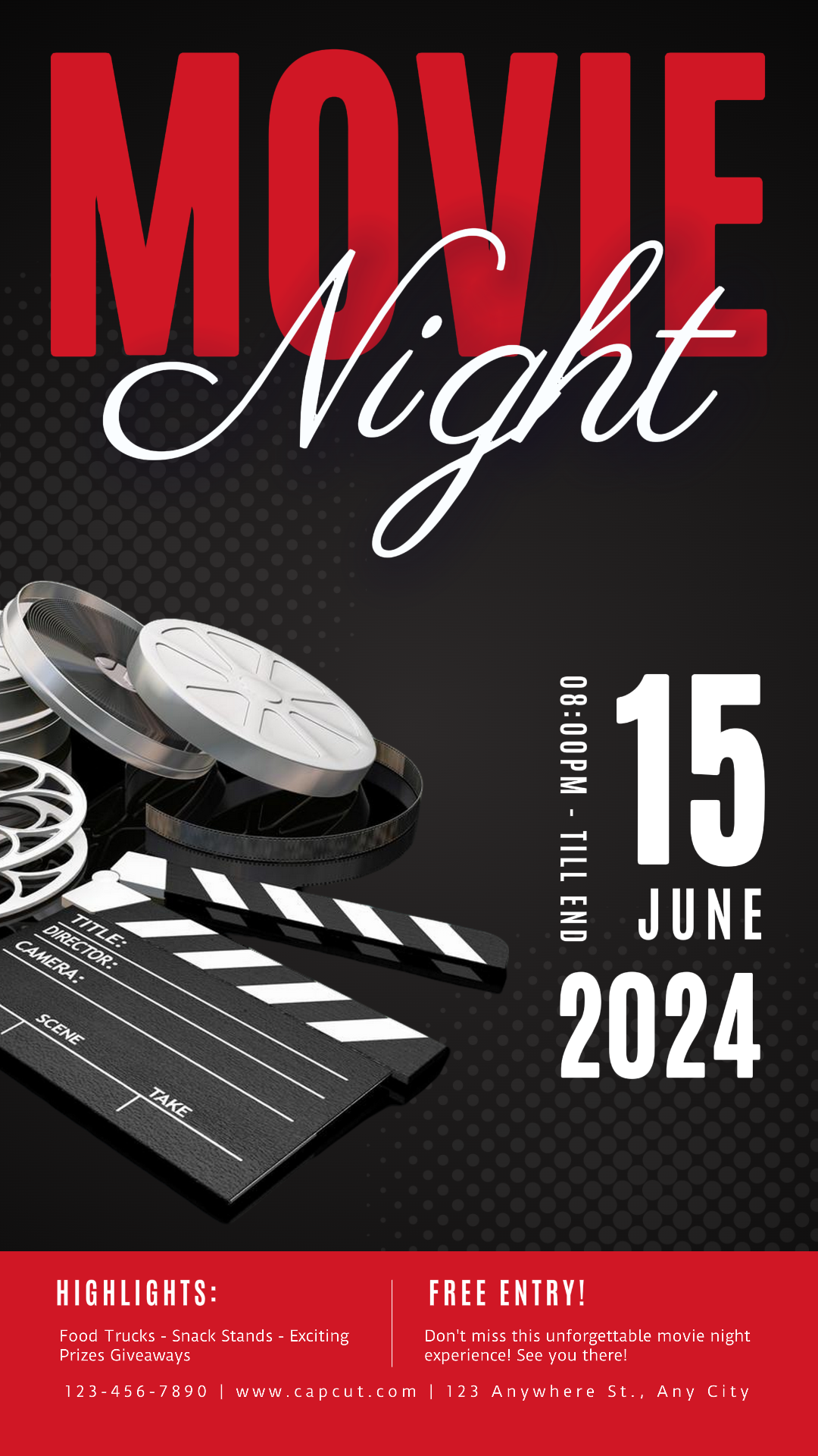 Poster Pemasaran Hiburan Film Acara Malam Promosi Instagram Story Modern