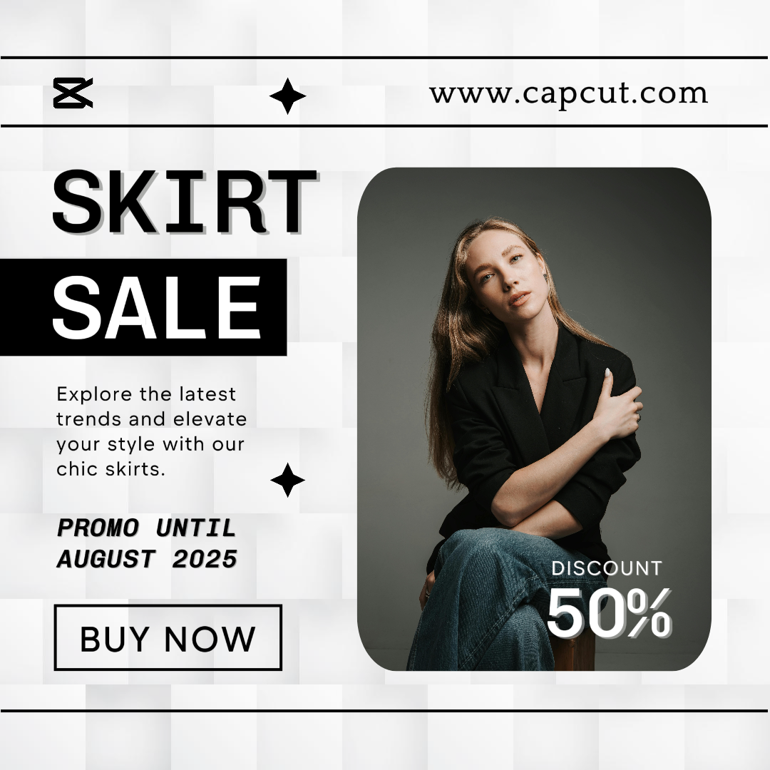 Ropa y zapatos marketing post falda venta instagram post blanco y negro