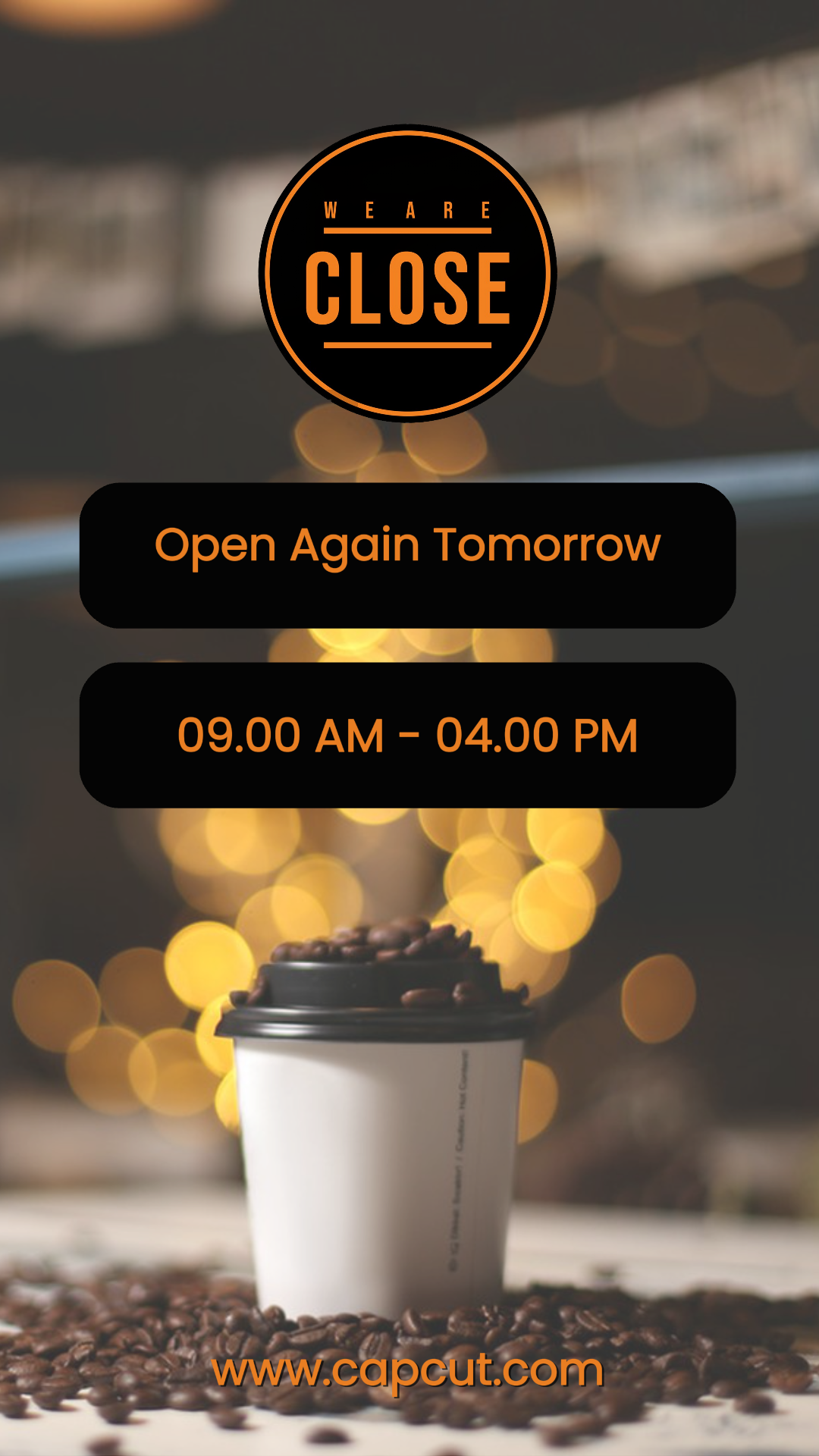 Business und Büro Kreatives Poster Instagram Story We Are Close Schwarz Orange Style