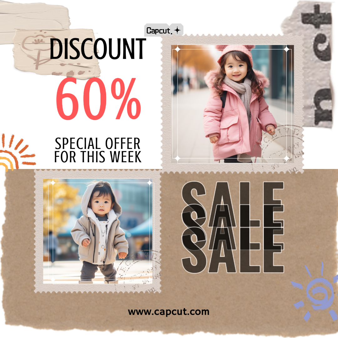 Promoção de Venda de Roupas e Sapatos Infantis Post no Instagram