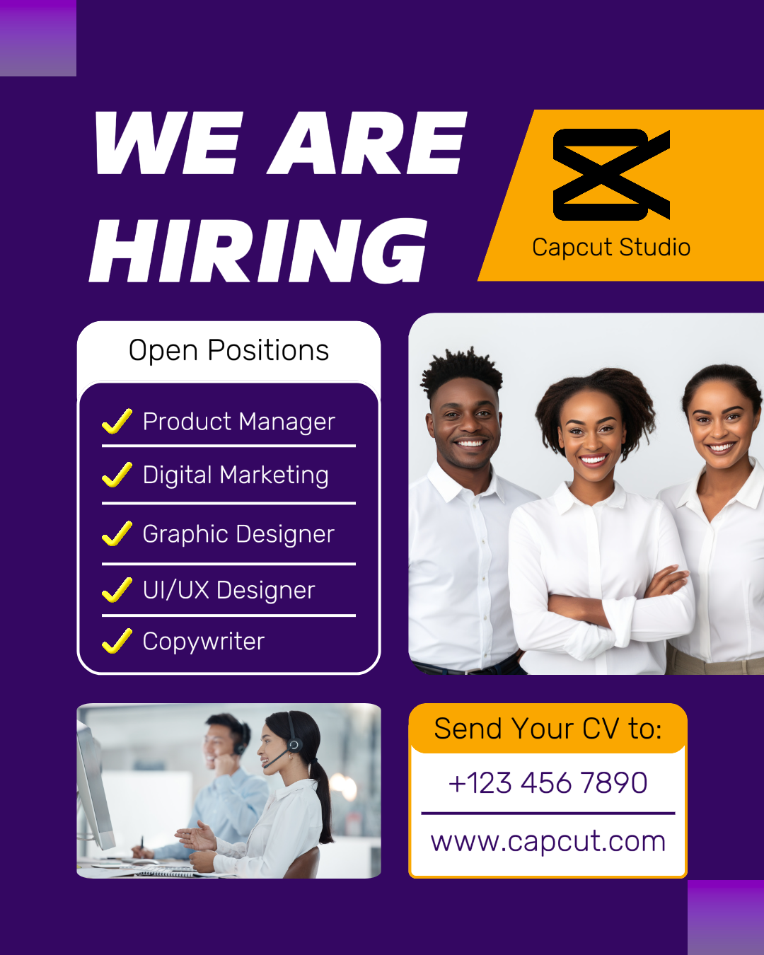 Business We Are Hiring Purple Minimalist