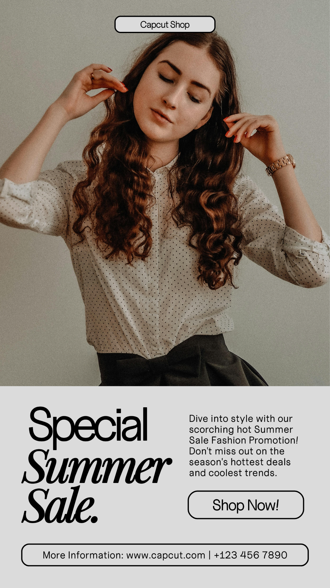 Liquidação de Verão - Oferta Especial Promoção Instagram Story Estética Bege