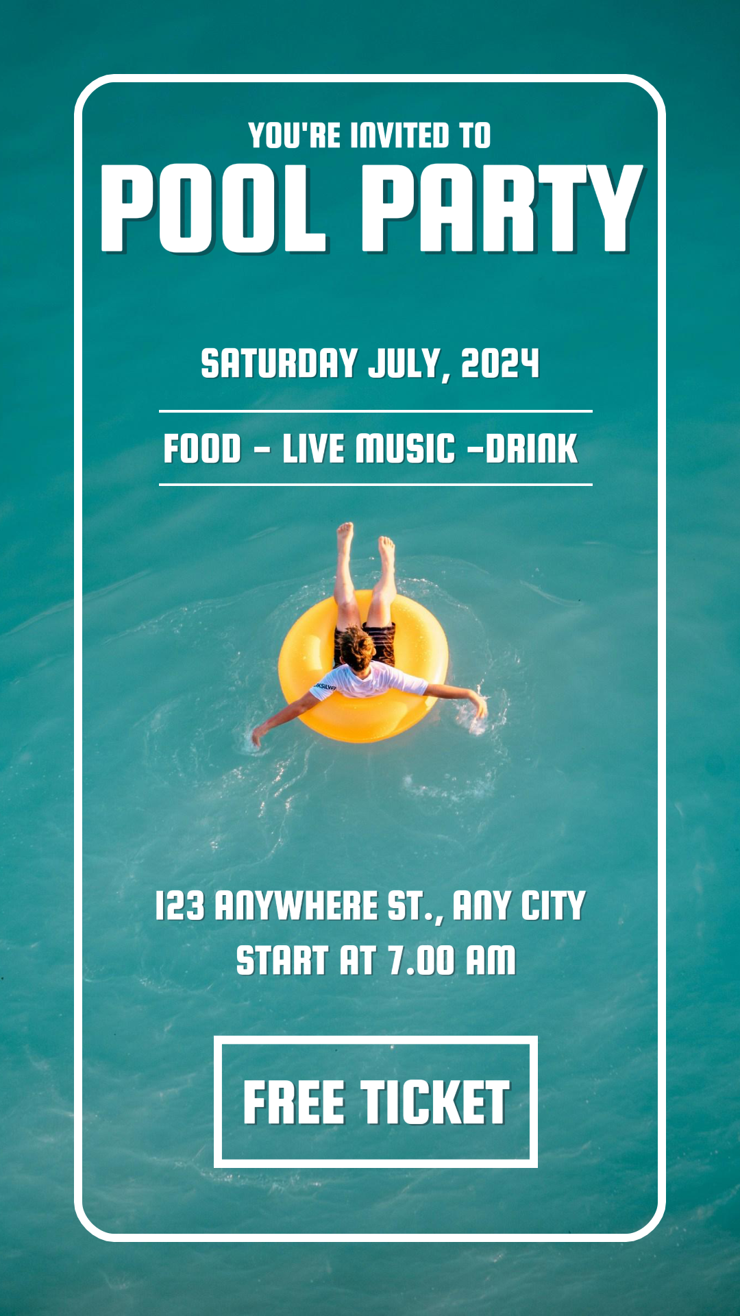 Cartel de marketing de fiesta en la piscina de deportes y partidos 