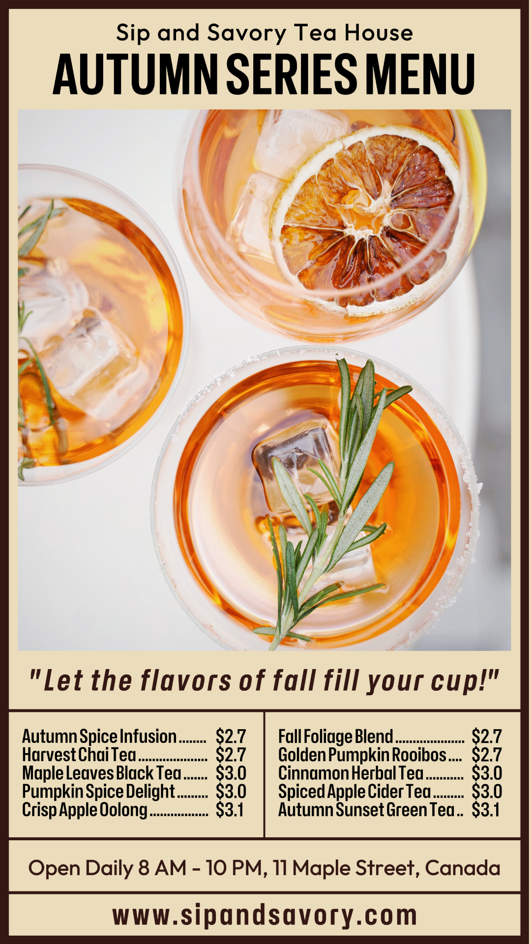 Food and Beverage Tea Menu Instagram Story