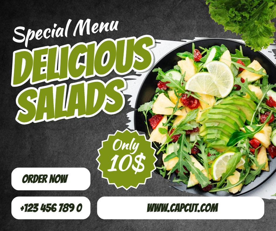 Food product design, delicious salad, for Facebook post