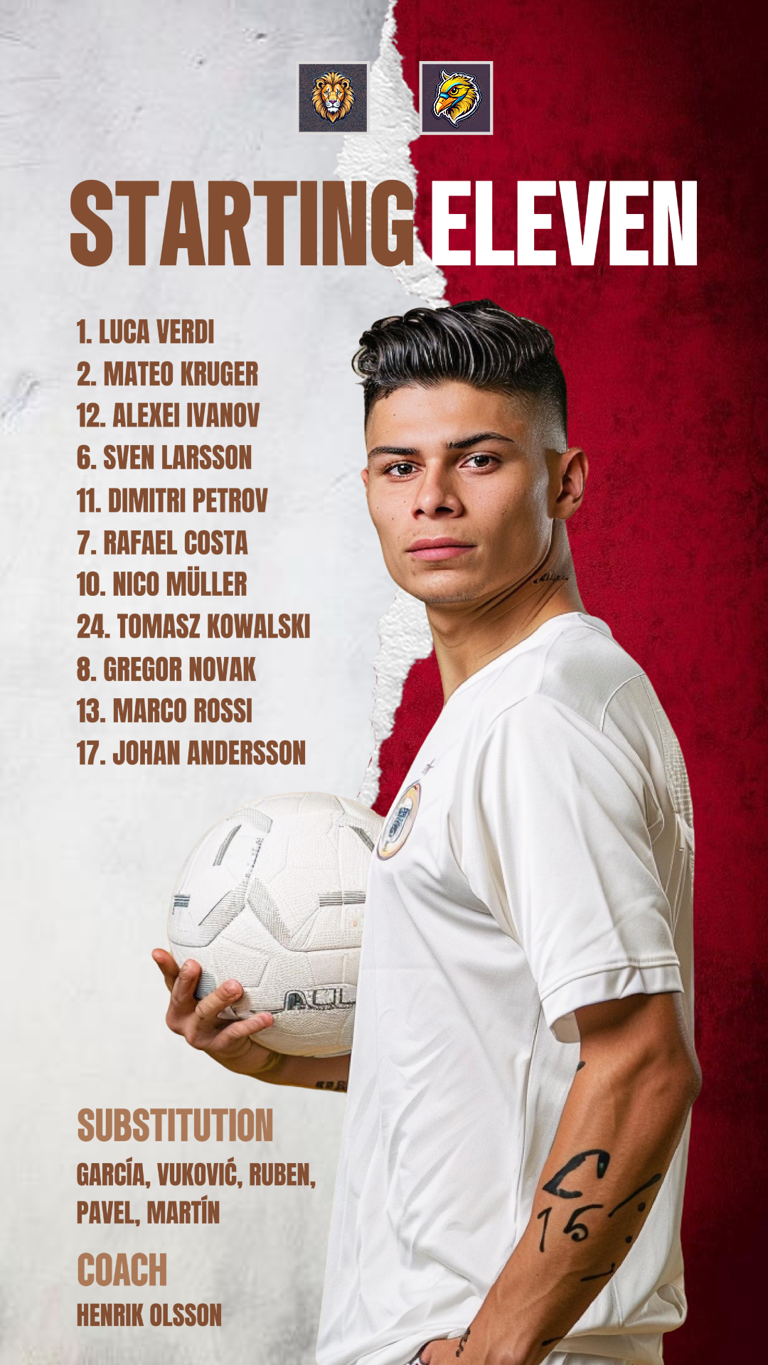 Deportes y partido a partir de once póster rojo historia de instagram