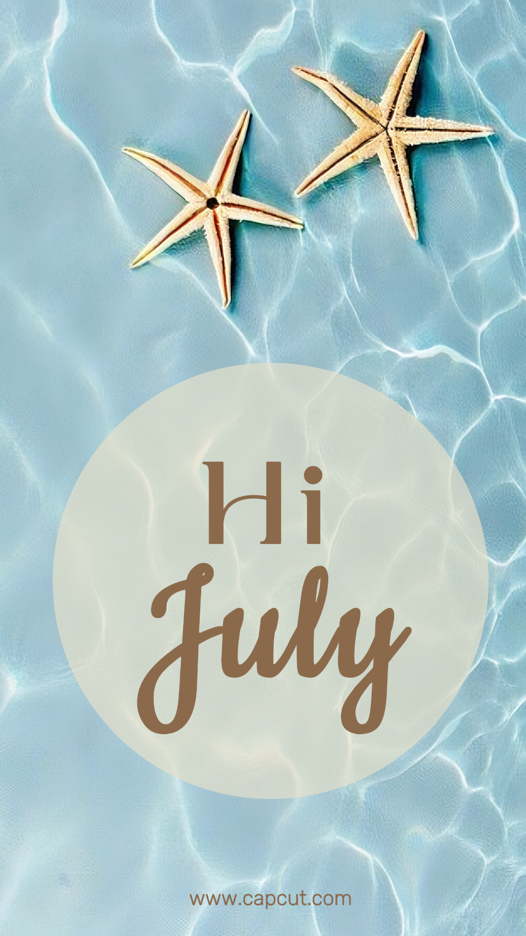 Hello July creative poster instagram story blue water