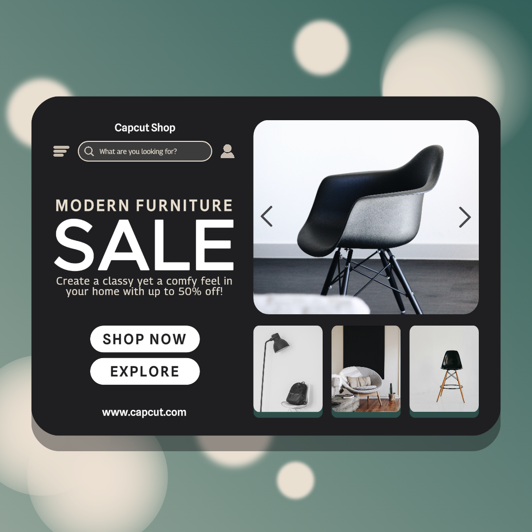 Pôster de promoção de móveis modernos