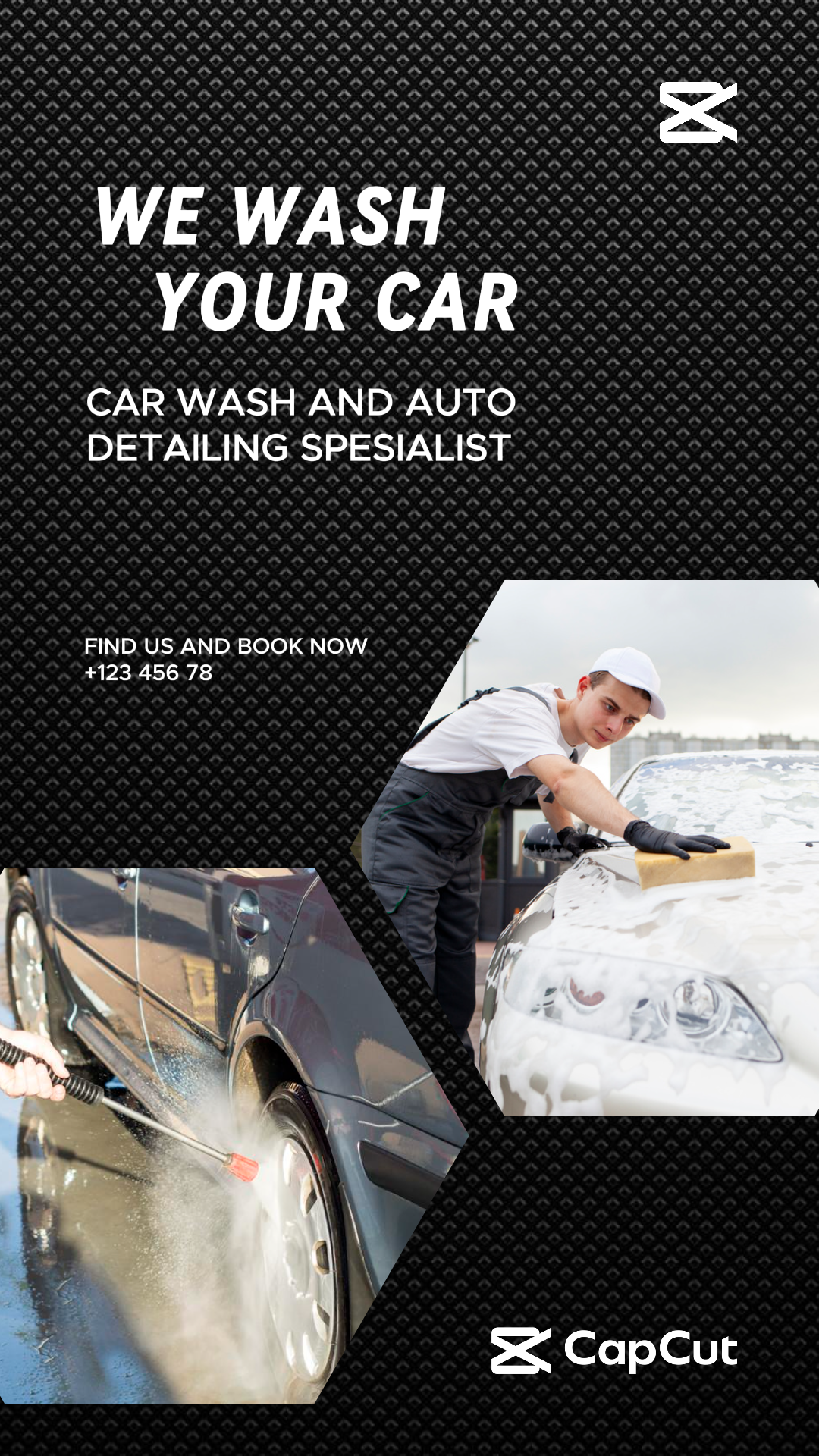 Autowaschanlage Autoreparatur Banner Promotion Instagram Story Schwarz Elegant