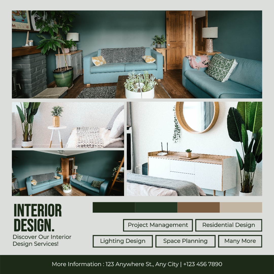 Promoción de servicios de diseño de interiores publicación de Instagram