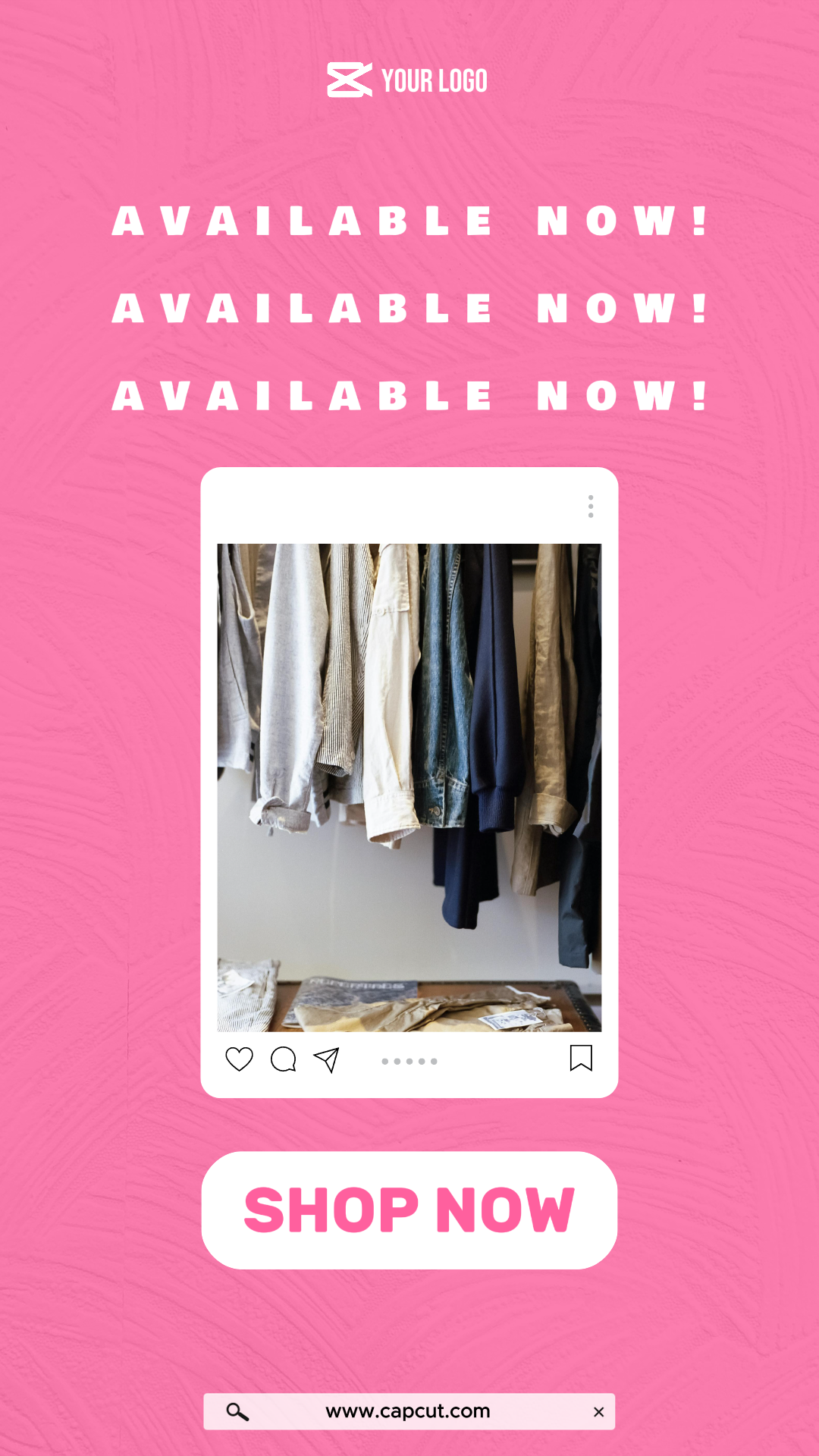 Kleidung und Schuhe jetzt erhältlich Instagram Story Weiß und Rosa Minimalistisch